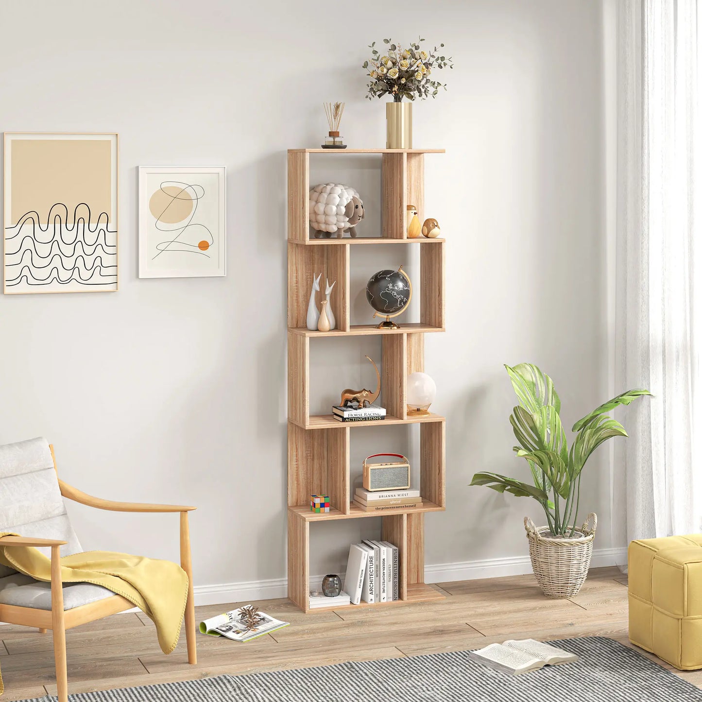 📚 Librería Diseño ONDA – Estantería en Forma de S 5 Niveles