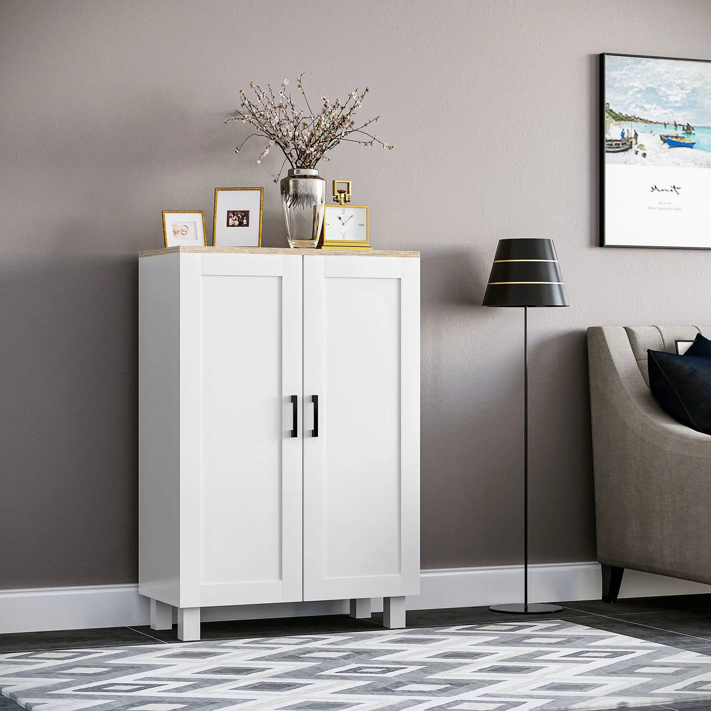🗄️ MUEBLE AUXILIAR MODERNO 60 CM CON 2 PUERTAS Y ESTANTE AJUSTABLE – BLANCO O NEGRO