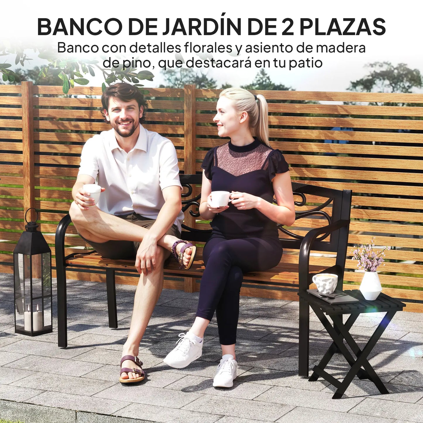 🌿 Banco de Jardín ELEGANCE FORGE 2 Plazas