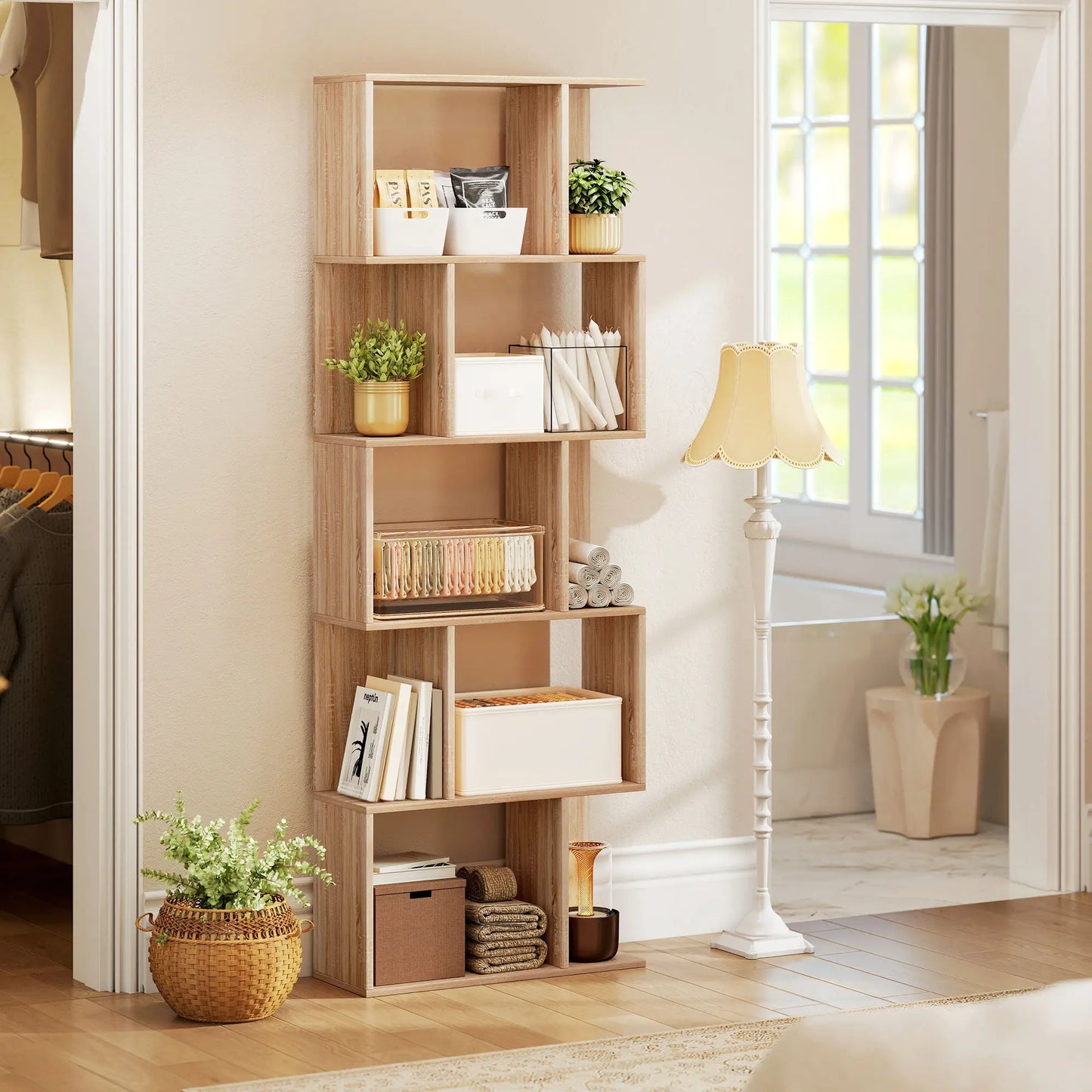 📚 Librería Diseño ONDA – Estantería en Forma de S 5 Niveles