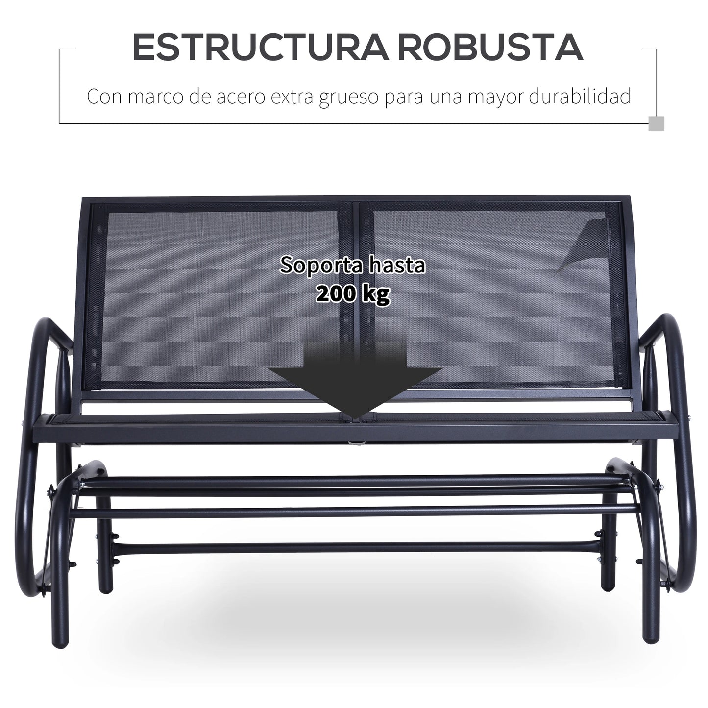 🌿 Mecedora de Jardín Modelo Relax Swing 2 Plazas Balancín Negro Exterior