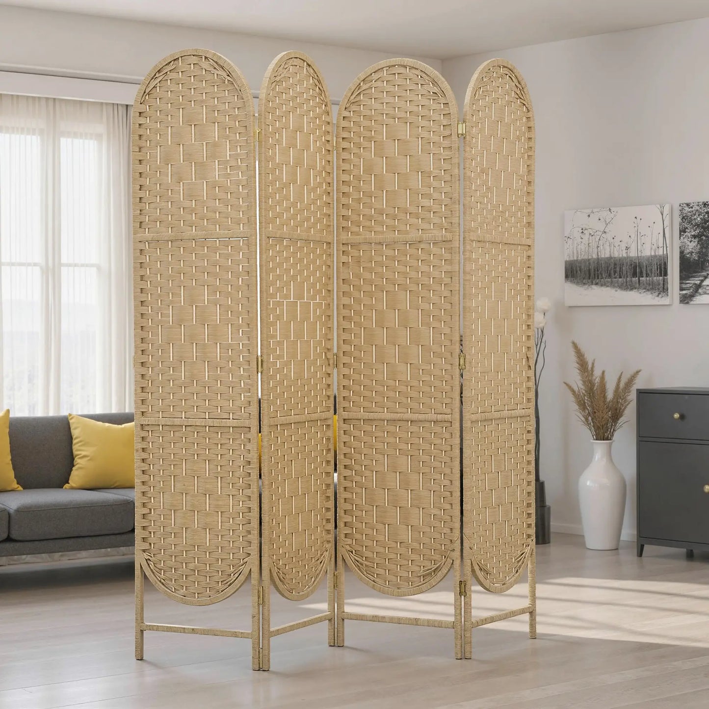 🚪 BIOMBO SEPARADOR DE AMBIENTES 4 PANELES 160x170 CM – DISEÑO BOHEMIO, ELEGANCIA Y PRIVACIDAD