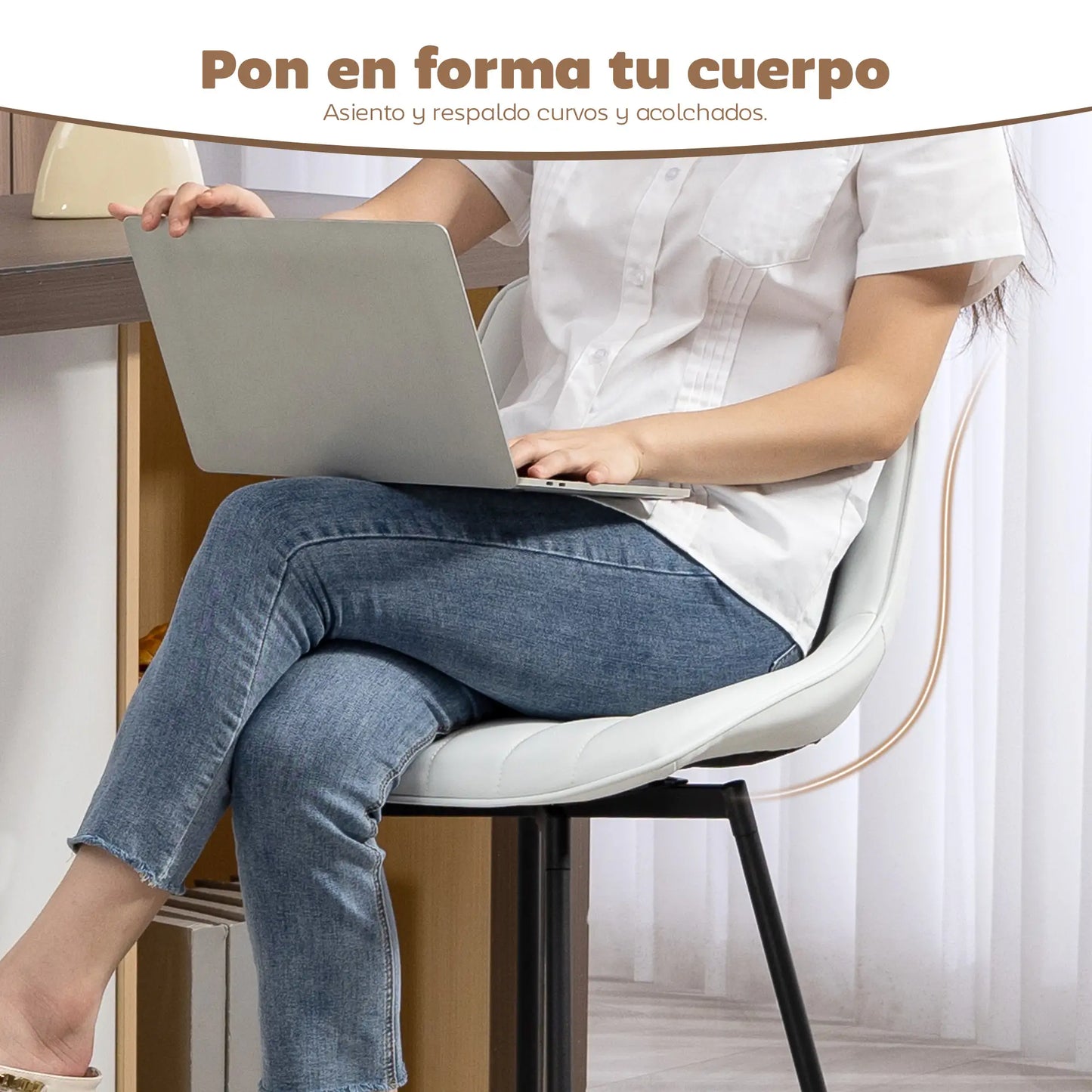 🪑 Juego de 2 Taburetes de Bar Giratorios 360° con Respaldo y Reposapiés – Tapizados en Cuero Sintético Blanco o Negro