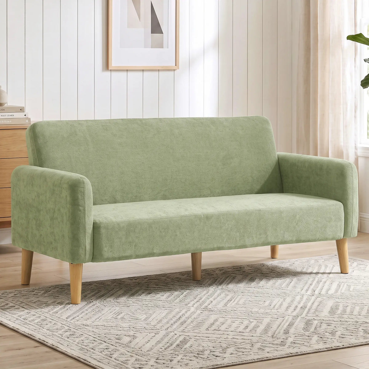 💚 SOFÁ VELVET GREEN 2 PLAZAS – TERCIOPELO VERDE CON ASIENTO ACOLCHADO 160 CM