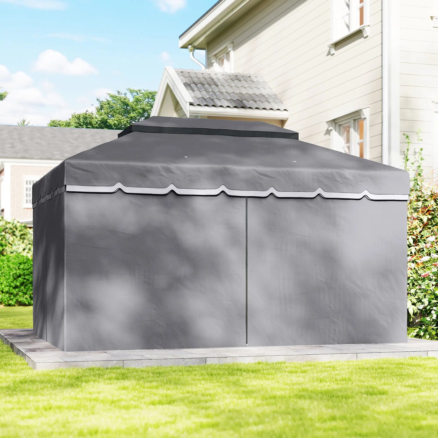 🌿 CENADOR DE JARDÍN “BRISALUX” 4x3m – DOBLE TECHO, CORTINAS Y MOSQUITERA