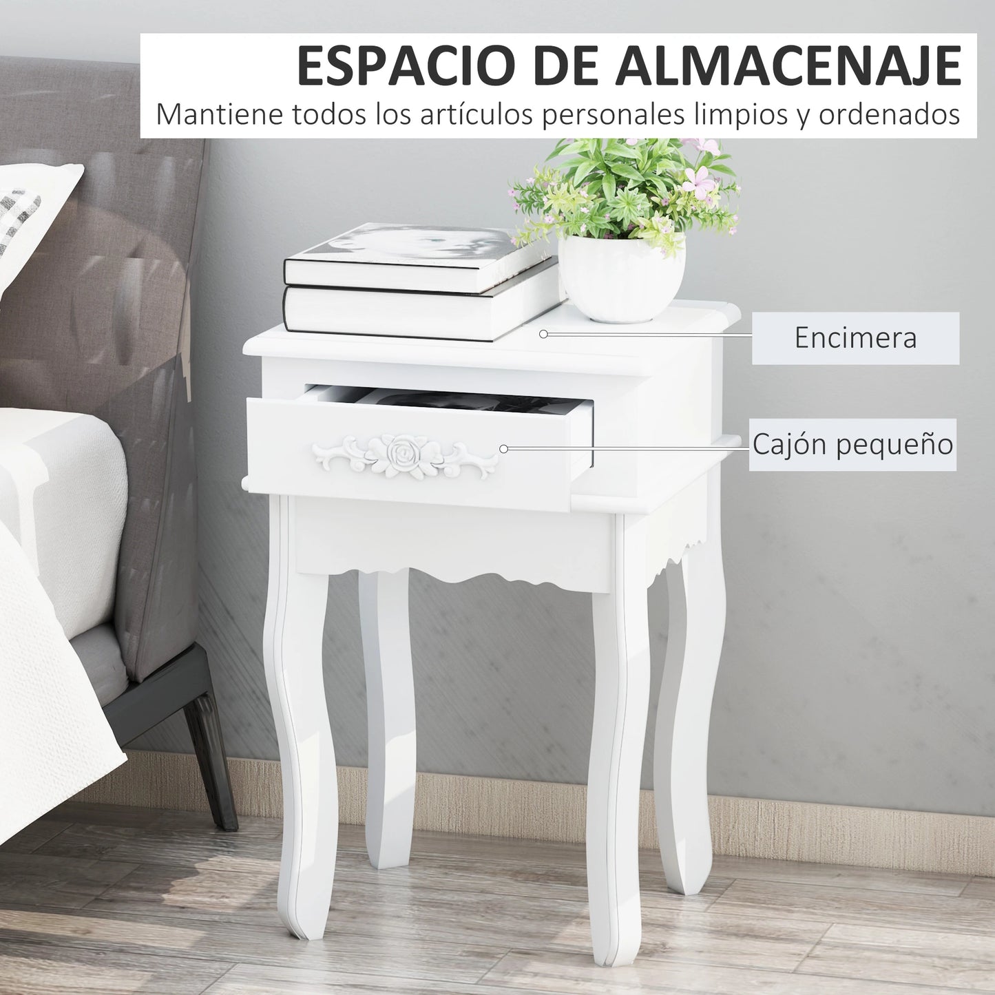 🛏️ Mesita de Noche SWEET HOME – 1 Cajón 60 cm