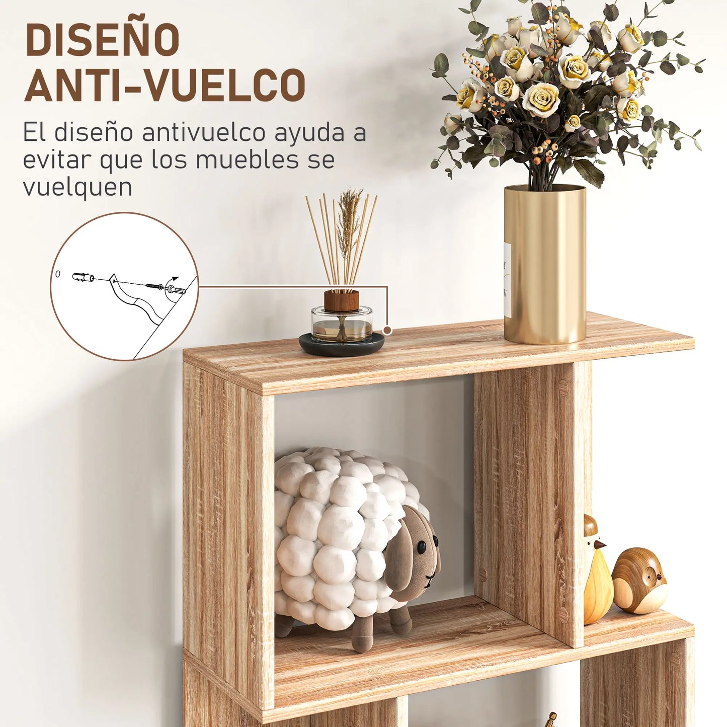 📚 Librería Diseño ONDA – Estantería en Forma de S 5 Niveles