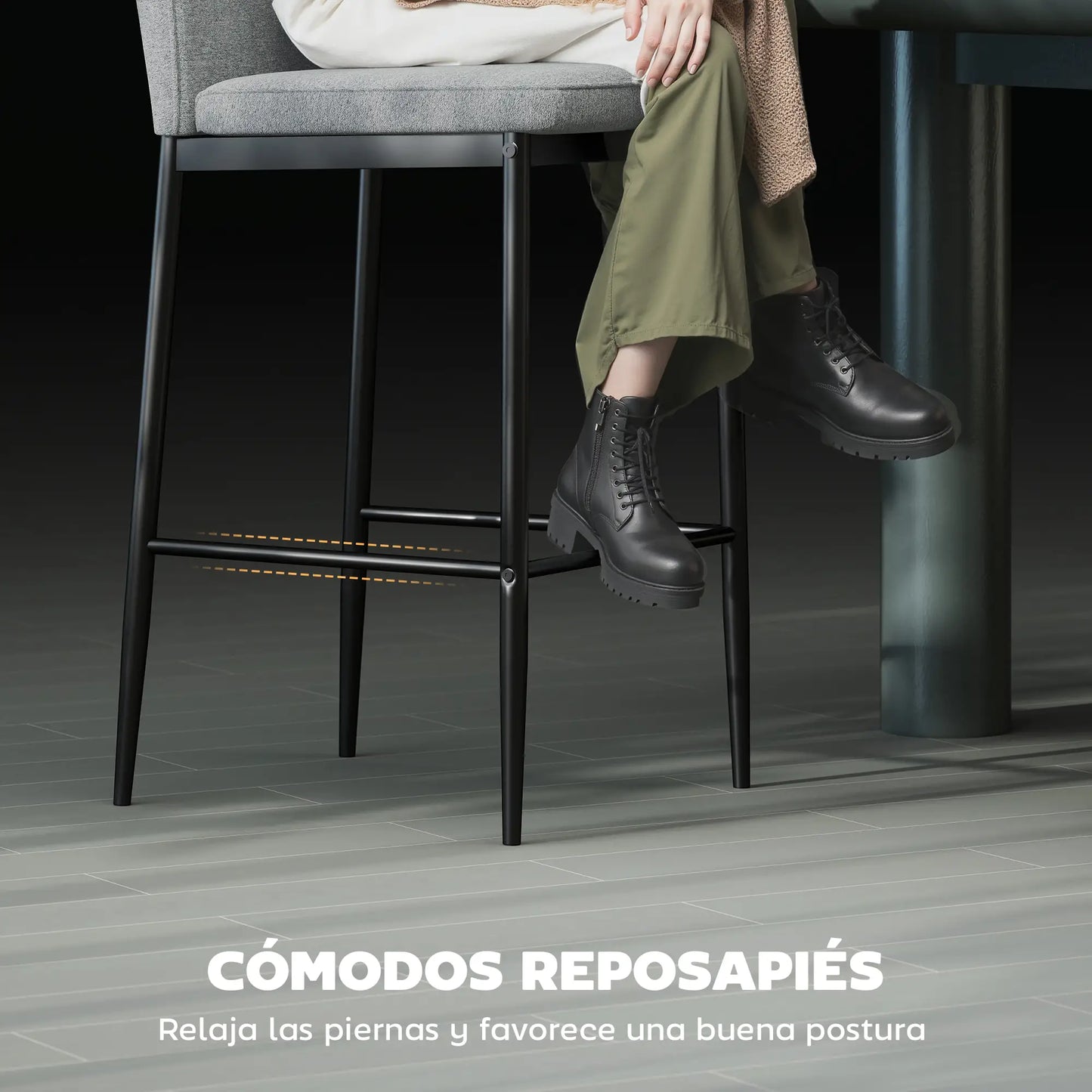 🪑 Set de 2 Taburetes Altos Tapizados en Terciopelo Gris con Patas de Acero – Diseño Moderno para Cocina, Barra o Comedor
