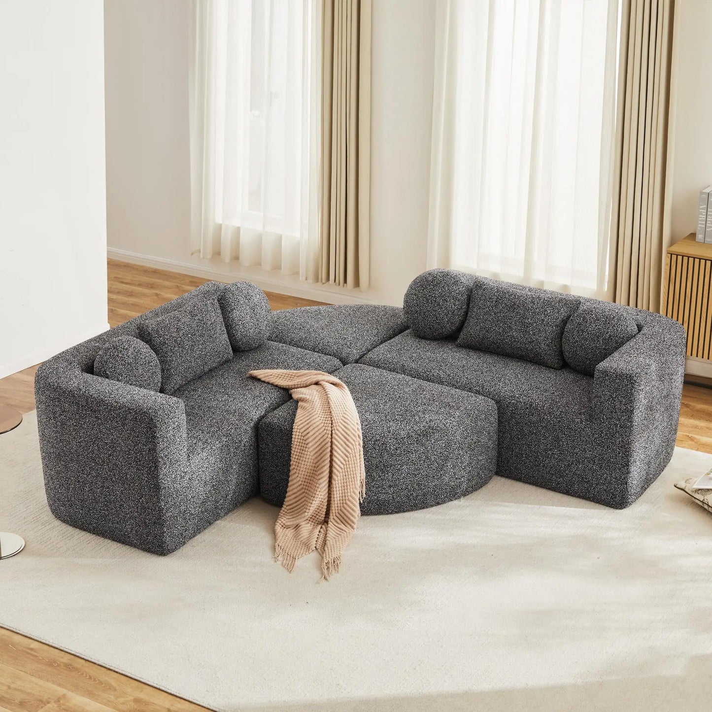 🛋️ SOFÁ CAMA MODULAR “CLOUD” – CHENILLA, ESPUMA DE ALTA ELASTICIDAD Y MUELLES ENSACADOS