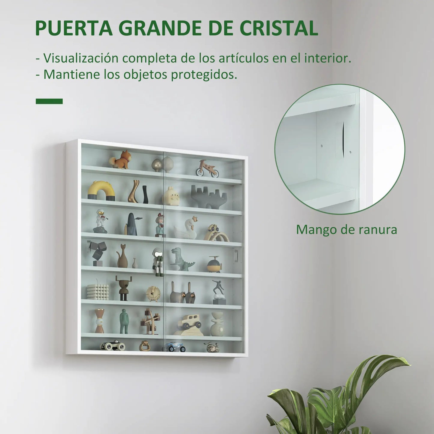 🪟 Vitrina de Pared DISPLAY GLASS XL – 80 cm con Puertas Correderas