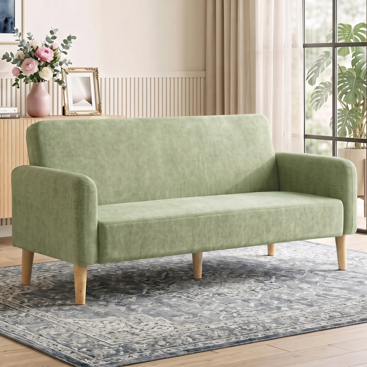 💚 SOFÁ VELVET GREEN 2 PLAZAS – TERCIOPELO VERDE CON ASIENTO ACOLCHADO 160 CM