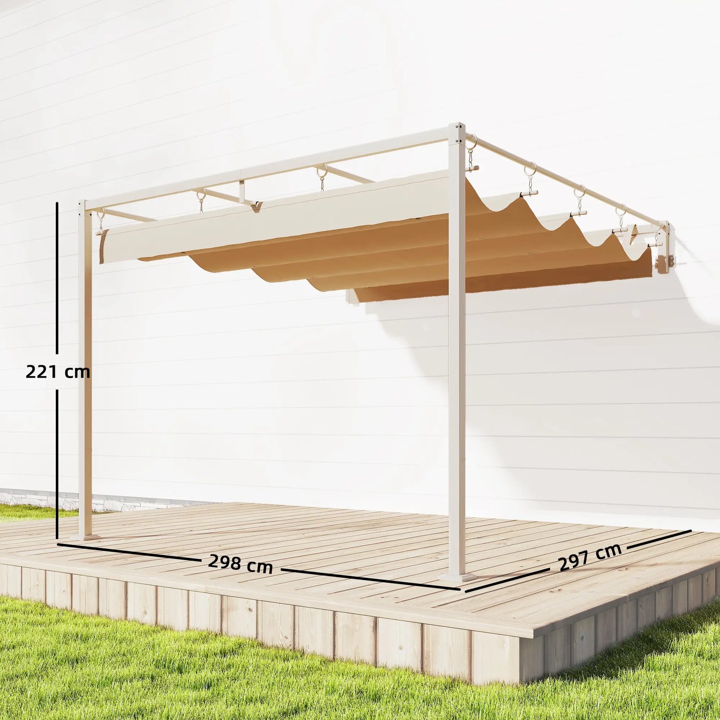 🌿 PÉRGOLA DE PARED “LUMINAIRE” 3x3m – TECHO RETRÁCTIL Y ESTILO ELEGANTE