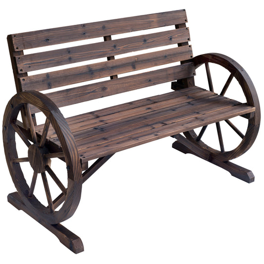 🌿 Banco de Jardín Modelo Rustico Wheel 2 Plazas Madera Diseño Rueda