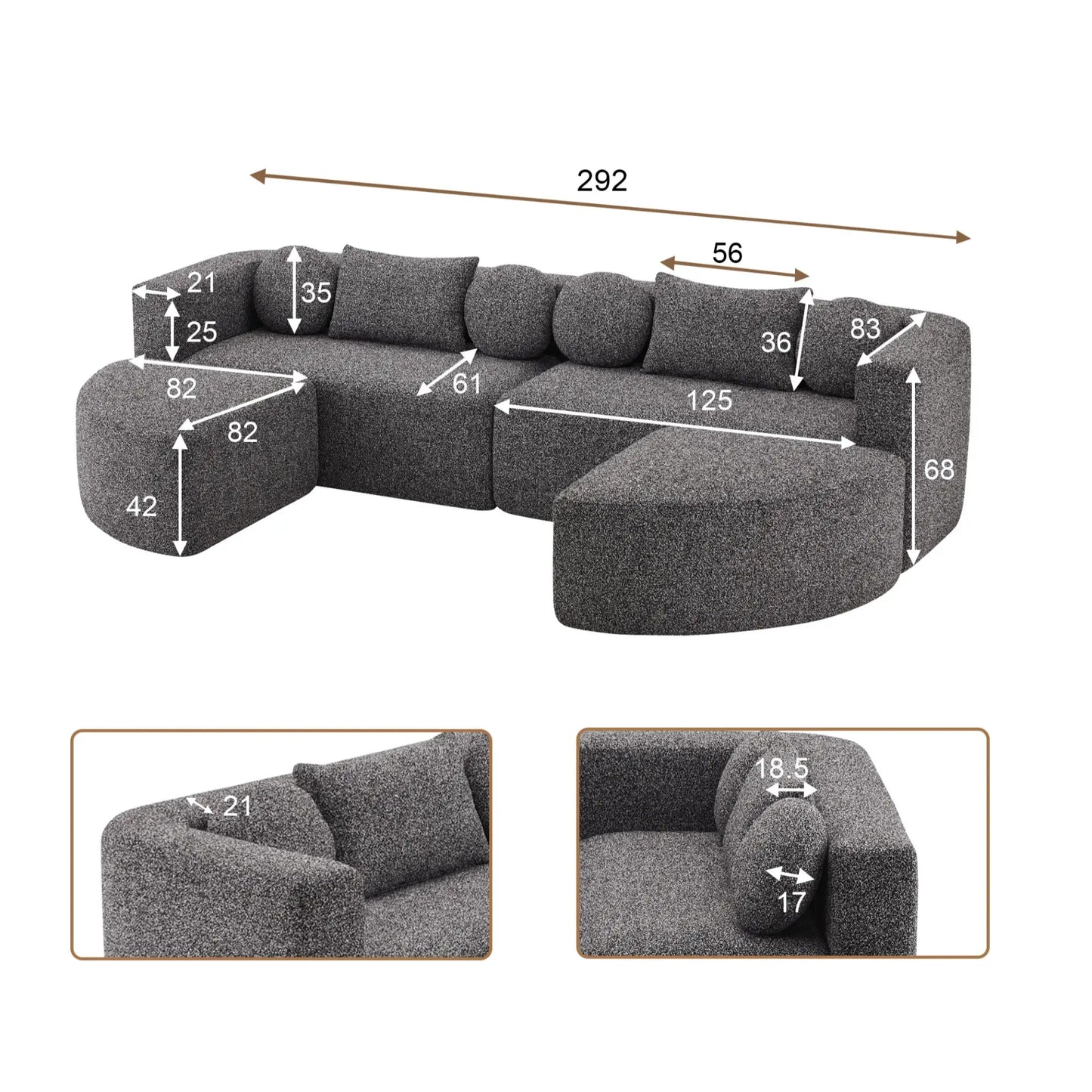 🛋️ SOFÁ CAMA MODULAR “CLOUD” – CHENILLA, ESPUMA DE ALTA ELASTICIDAD Y MUELLES ENSACADOS