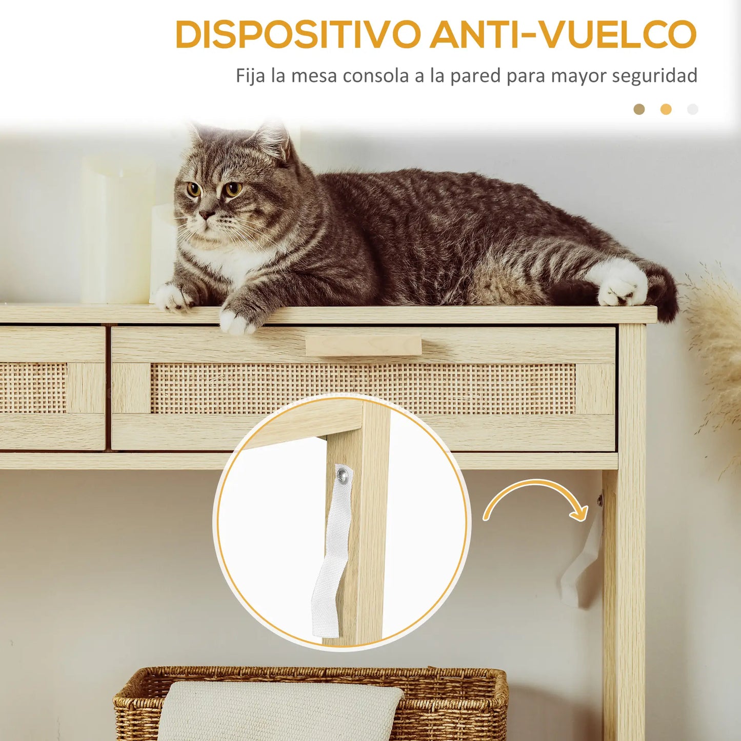 🌿 Mesa Consola Modelo NATURA RATÁN – Calidez y Estilo para tu Entrada