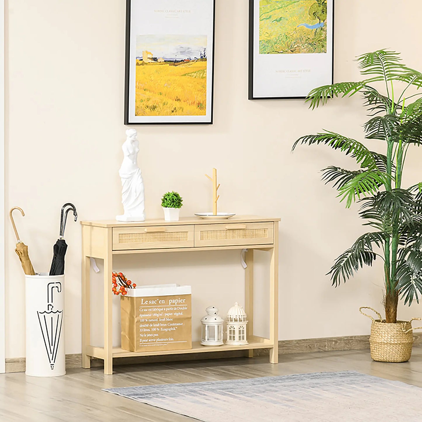 🌿 Mesa Consola Modelo NATURA RATÁN – Calidez y Estilo para tu Entrada