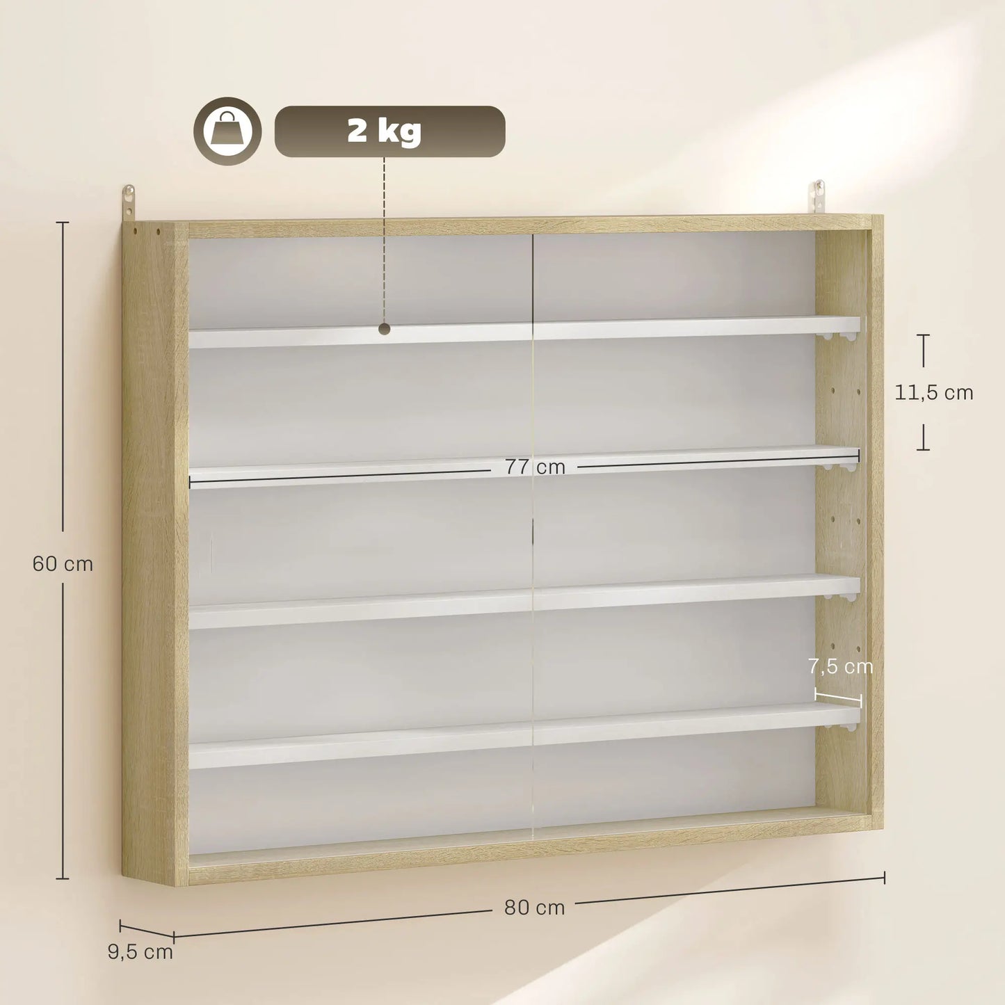 🪟 Vitrina de Pared DISPLAY GLASS – 80 cm con Puertas Correderas
