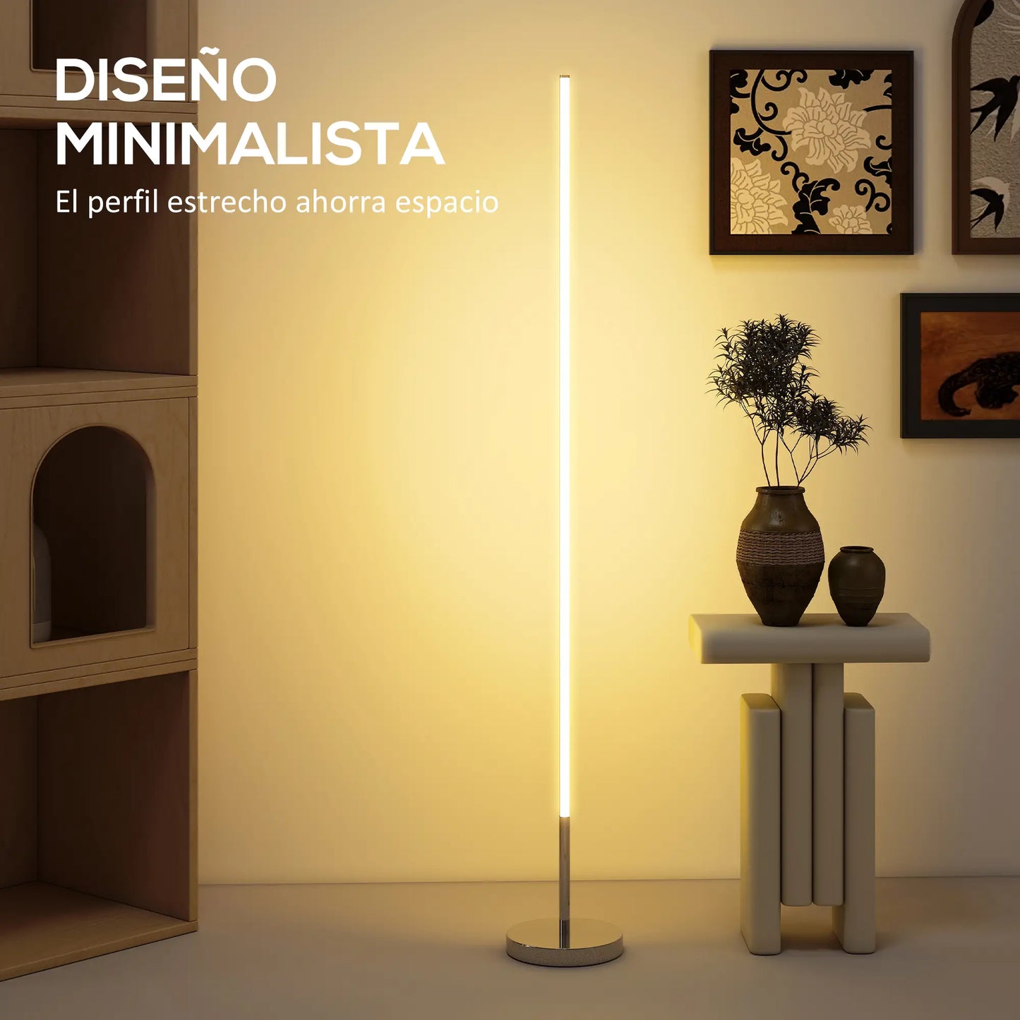 💡 Lámpara de Pie LED Moderna Regulable con Mando a Distancia – Brillo y Temperatura de Color Ajustables Color Gris Plata