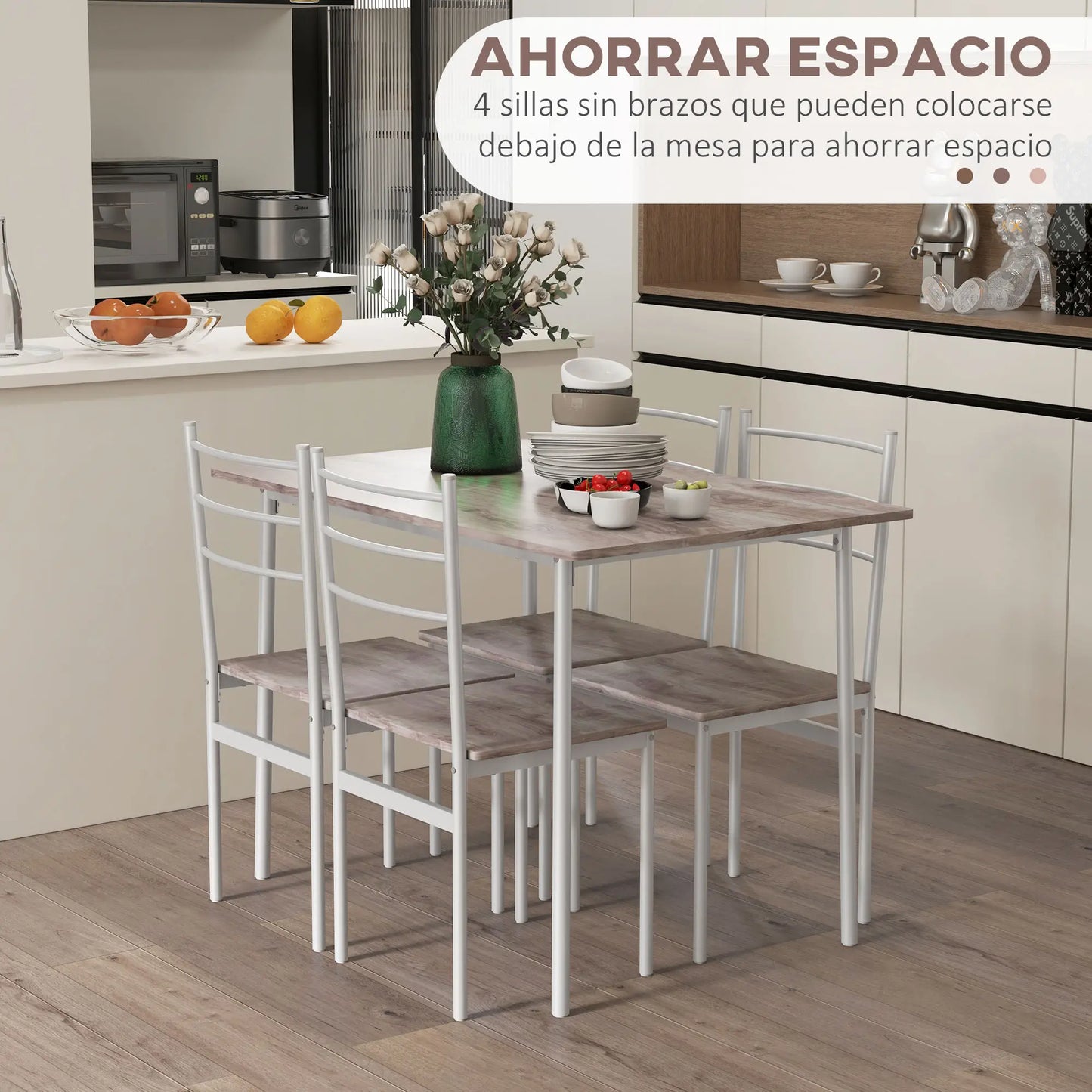 🍽️ Conjunto de Comedor NORDIC PLUS 110 cm – Mesa + 4 Sillas
