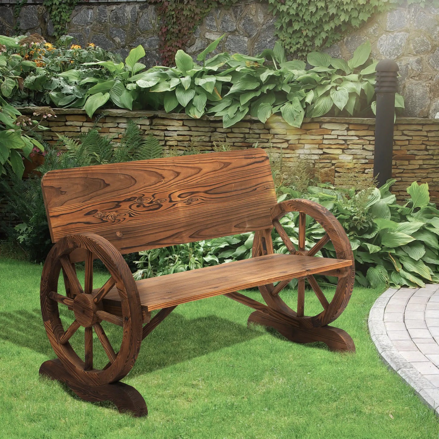 🌿 Banco de Jardín RUEDA RÚSTICA 2 Plazas