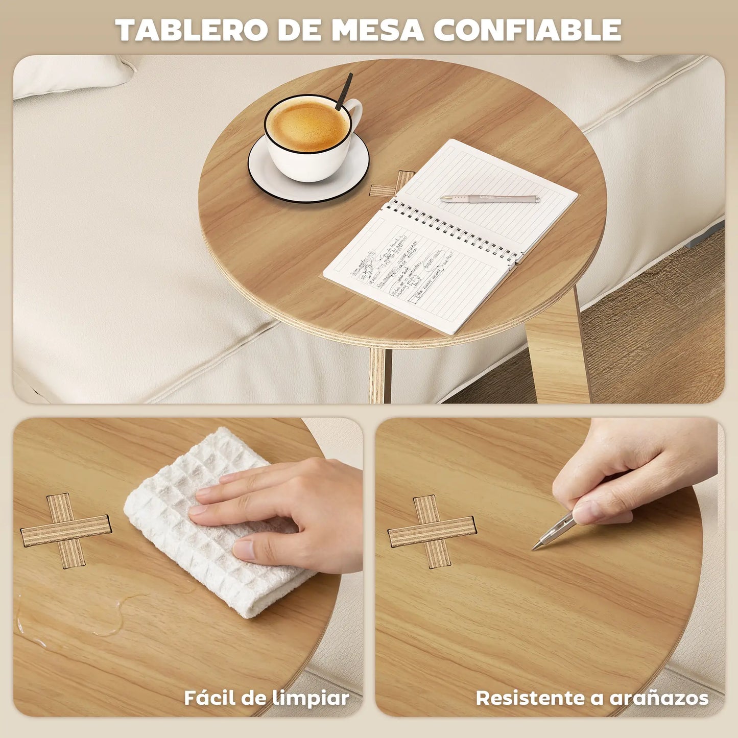 ☕ Mesa Auxiliar FLOW C – Diseño en C 50 cm