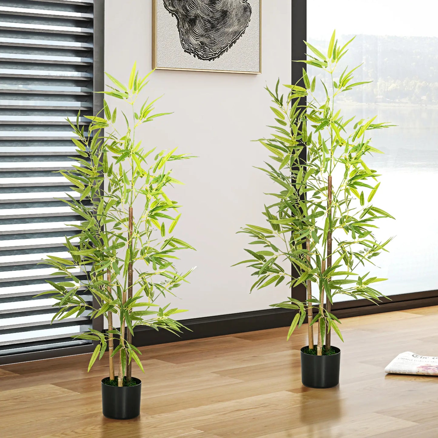 🎋 SET DE 2 PLANTAS ARTIFICIALES DE BAMBÚ 120 CM – REALISMO Y ELEGANCIA PARA TU HOGAR