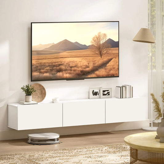 📺 MUEBLE TV FLOTANTE “AIR 180” – 3 PUERTAS ABATIBLES · BLANCO · PARA TV HASTA 82"