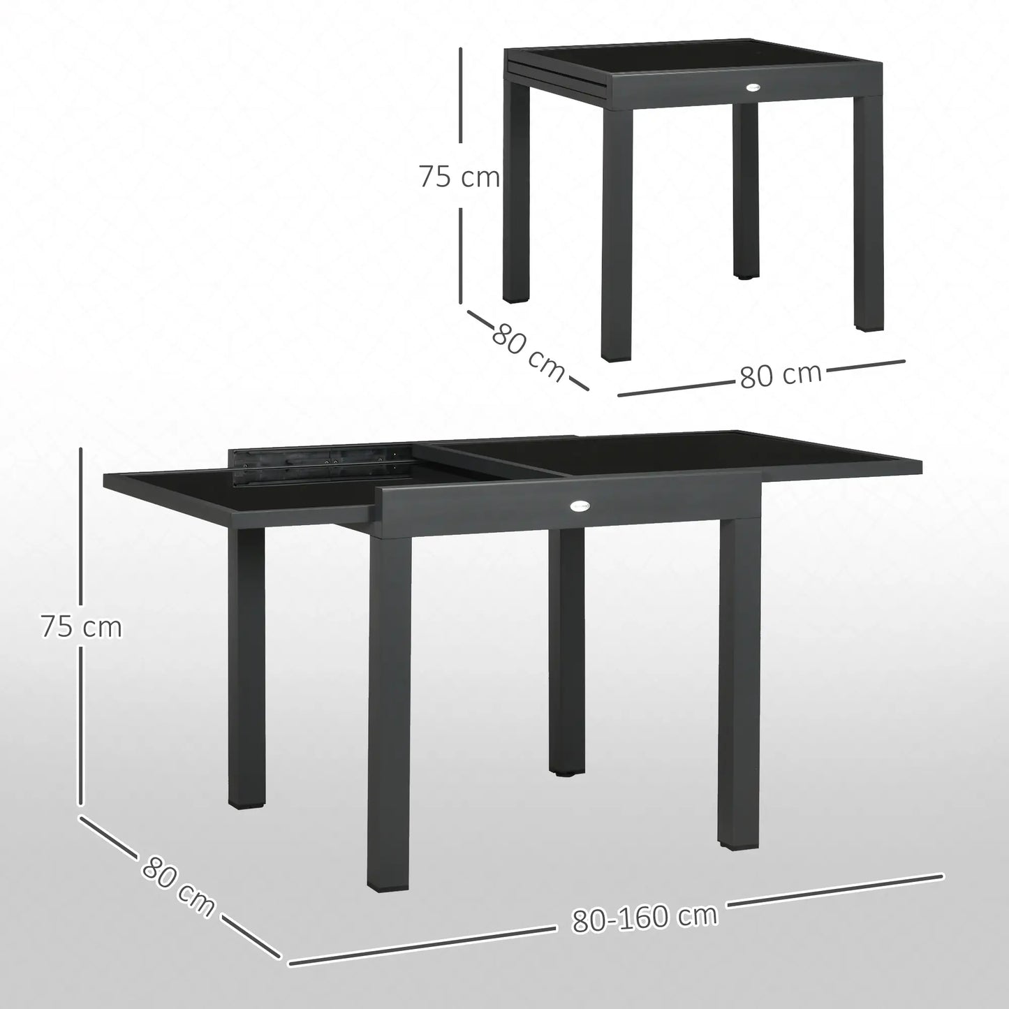 MESA DE JARDÍN EXTENSIBLE ALUMINIO NEGRO MODELO BAHÍA image 2