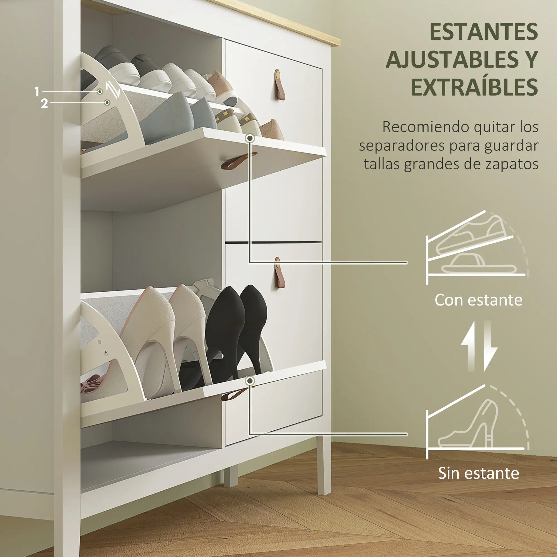 ZAPATERO ESTRECHO LIGNUMA 20 CON TIRADORES DE CUERO PU image 8