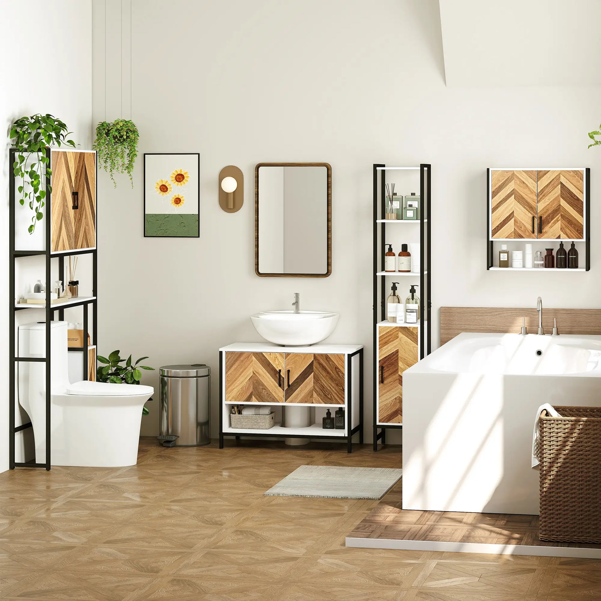 MUEBLE BAJO LAVABO LUNARA 80 CREMA Y NOGAL image 2