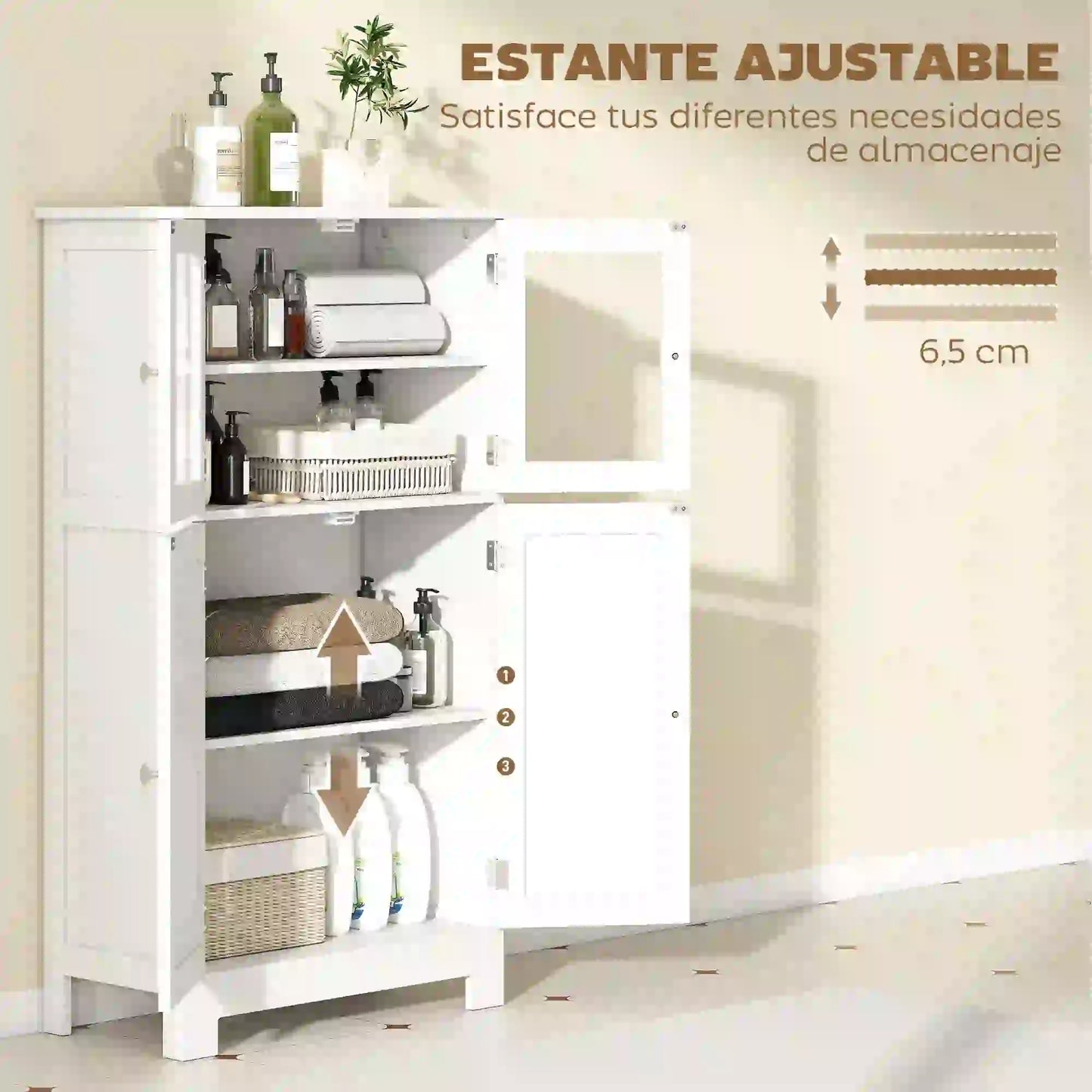 ARMARIO AUXILIAR DE BAÑO LUMEN GLASS 60 BLANCO image 4