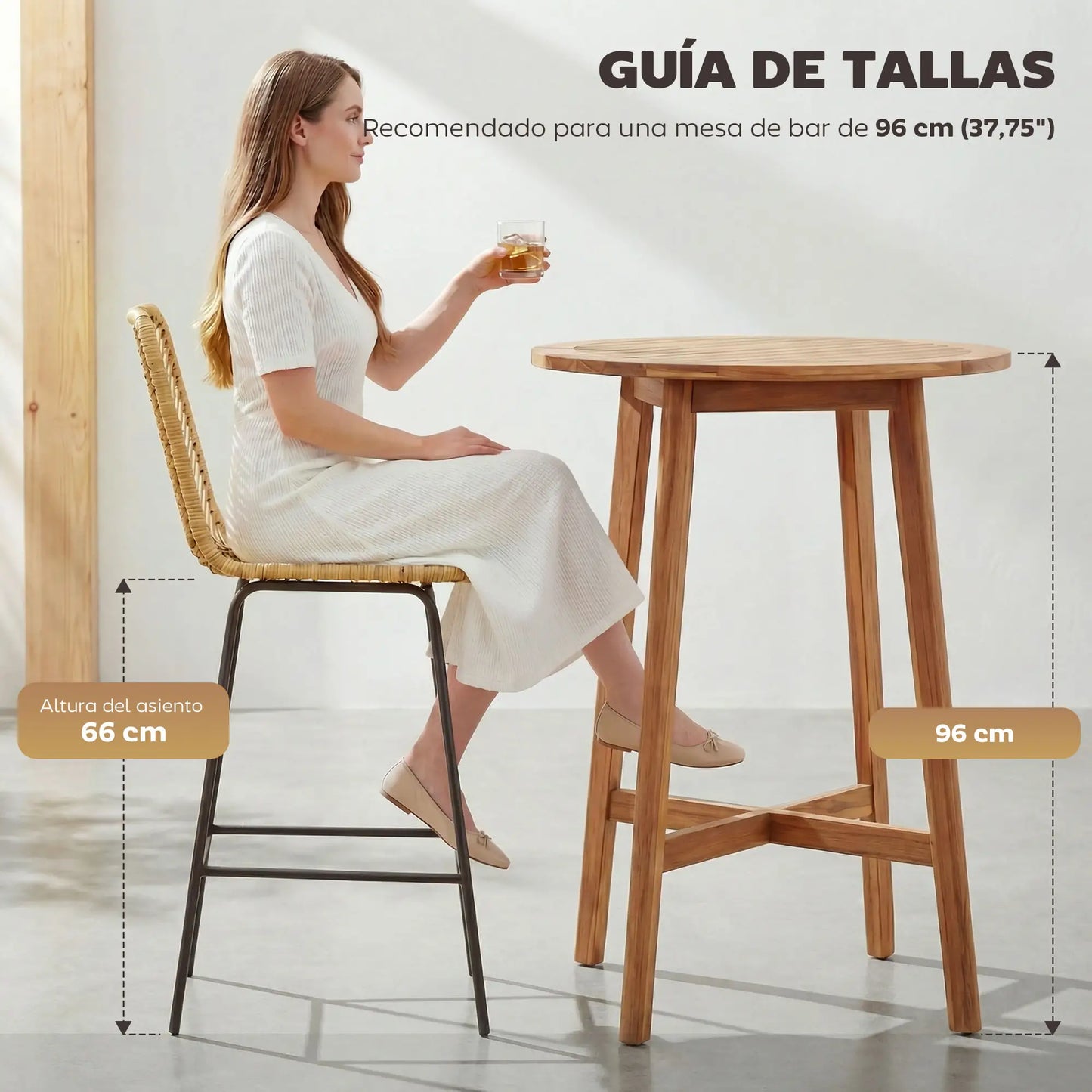 🪑 Juego de 2 Taburetes Altos de Cocina con Asiento de Ratán Sintético – Estilo Boho con Patas de Acero Negro