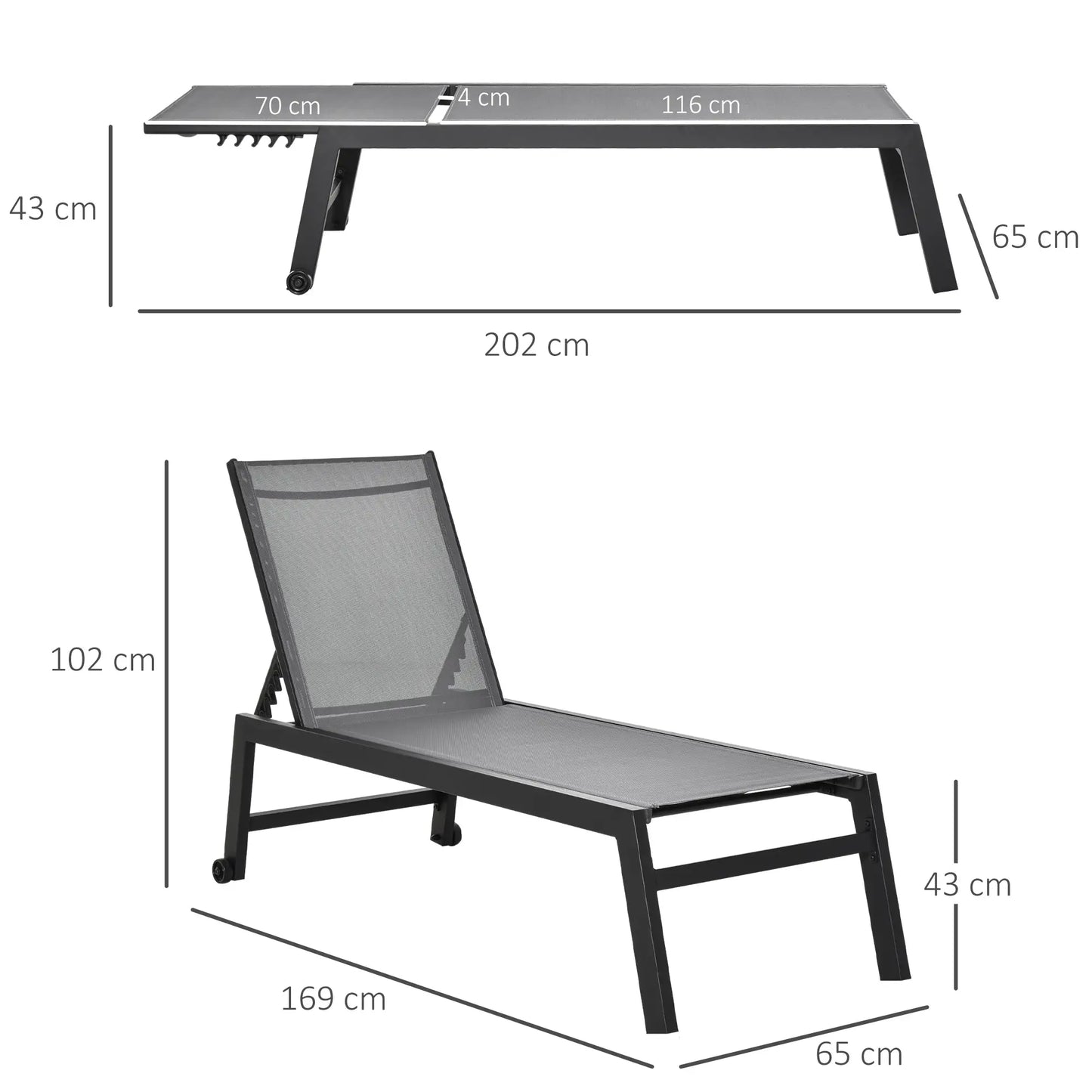 TUMBONA DE JARDÍN RECLINABLE ALUMINIUM RELAX PRO · CON RUEDAS image 1