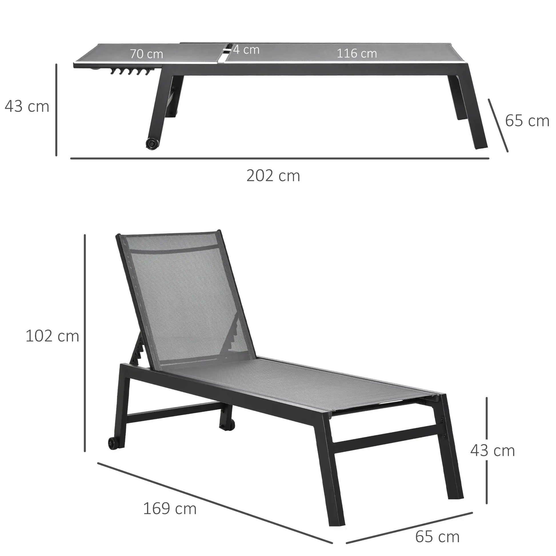 TUMBONA DE JARDÍN RECLINABLE ALUMINIUM RELAX PRO · CON RUEDAS image 1
