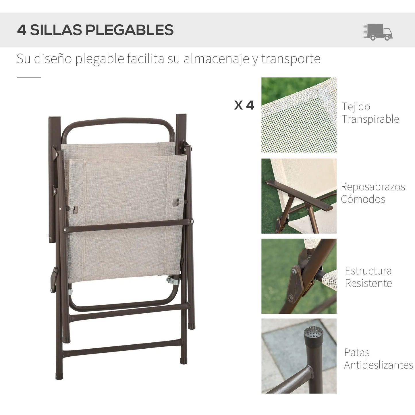 CONJUNTO DE JARDÍN 4 SILLAS + MESA + PARASOL SUN GARDEN BEIGE image 3