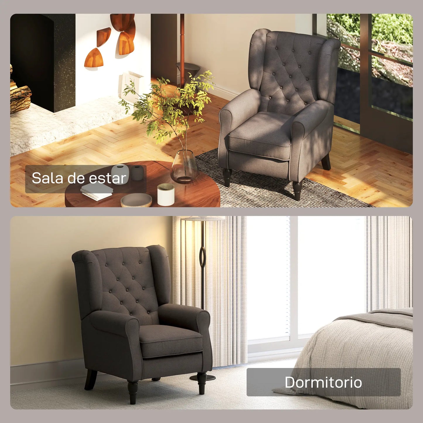 Sillón Versalles con Reposacabezas y Patas de Madera image 7