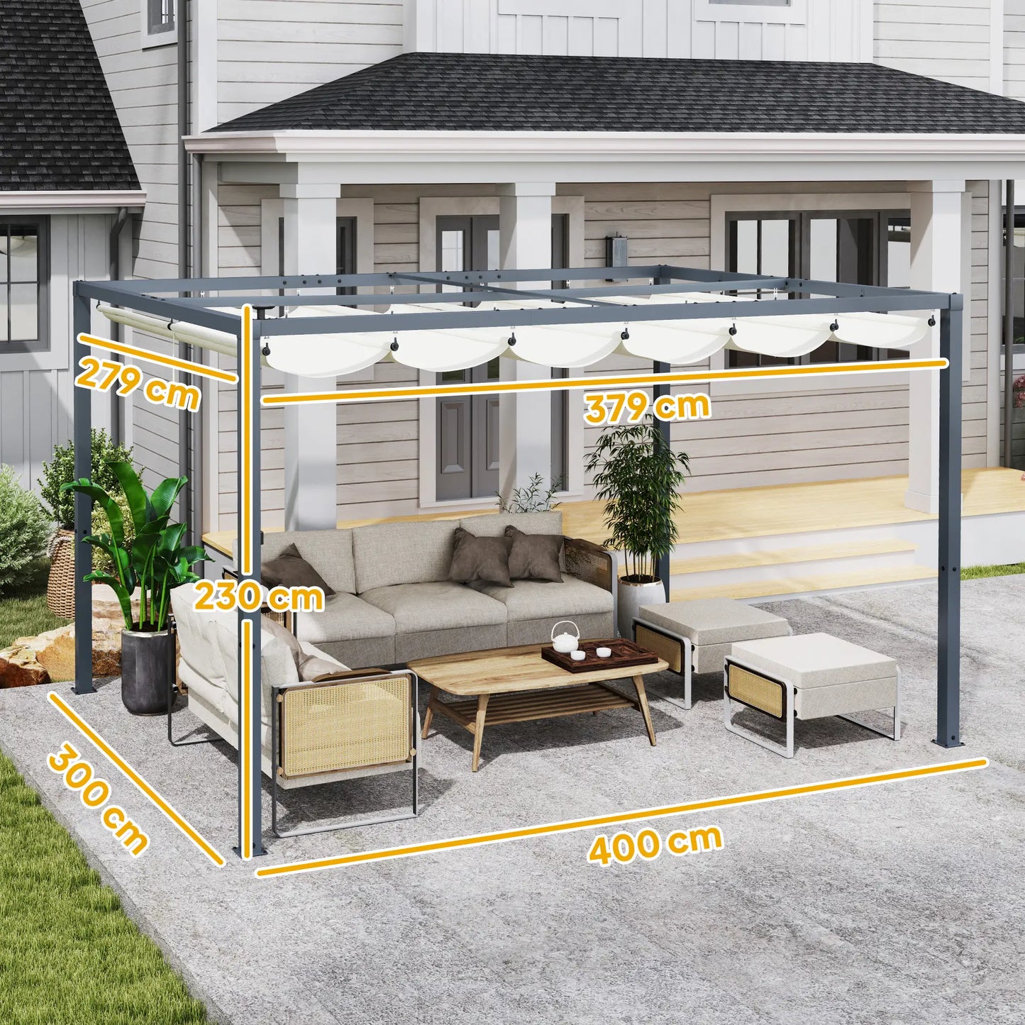 PÉRGOLA DE ALUMINIO SOLARYA 430 LED CON TECHO RETRÁCTIL Y LUCES SOLARES image 8