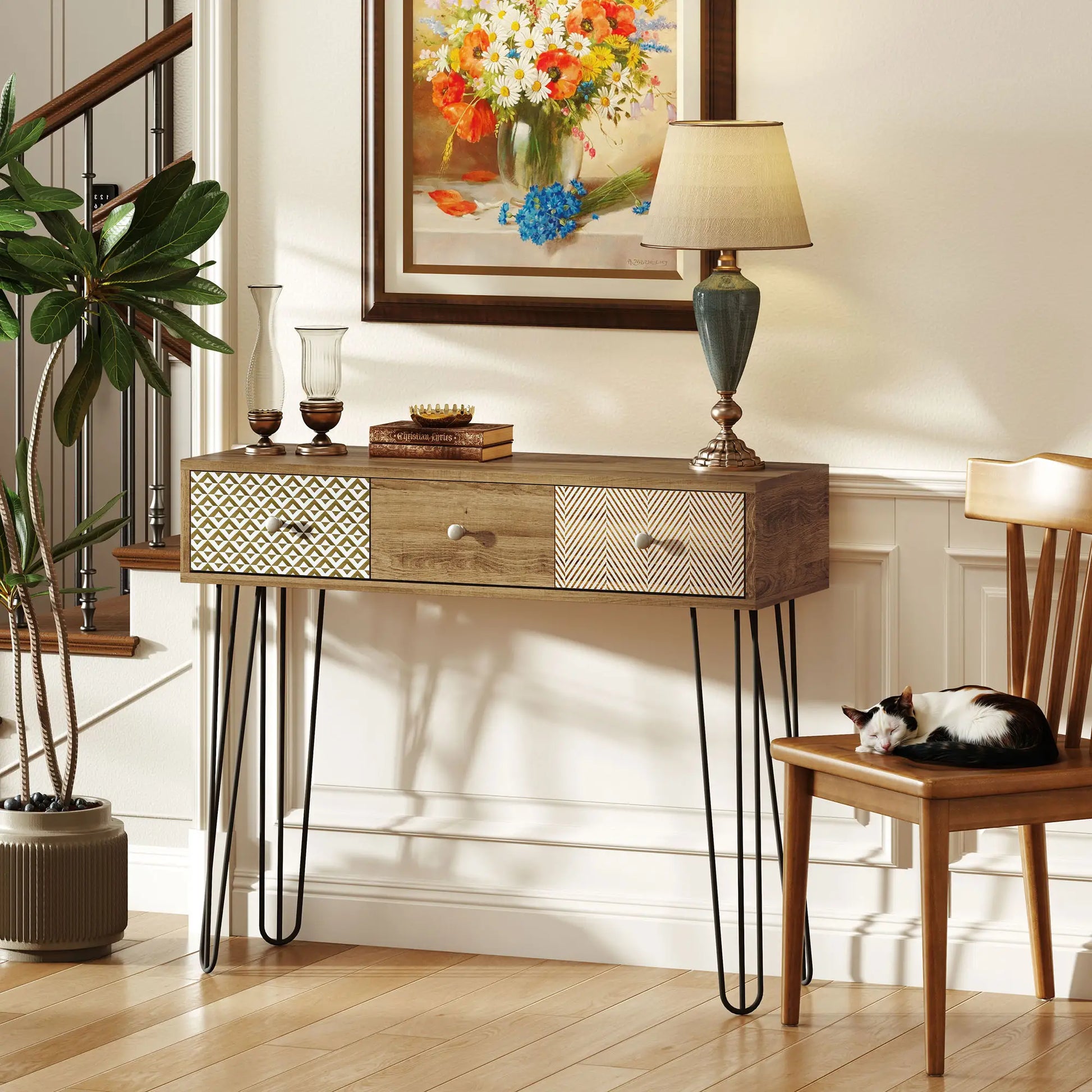 MESA CONSOLA BOHEMIA “NATURAL HARP 3 DRAWERS” image 0