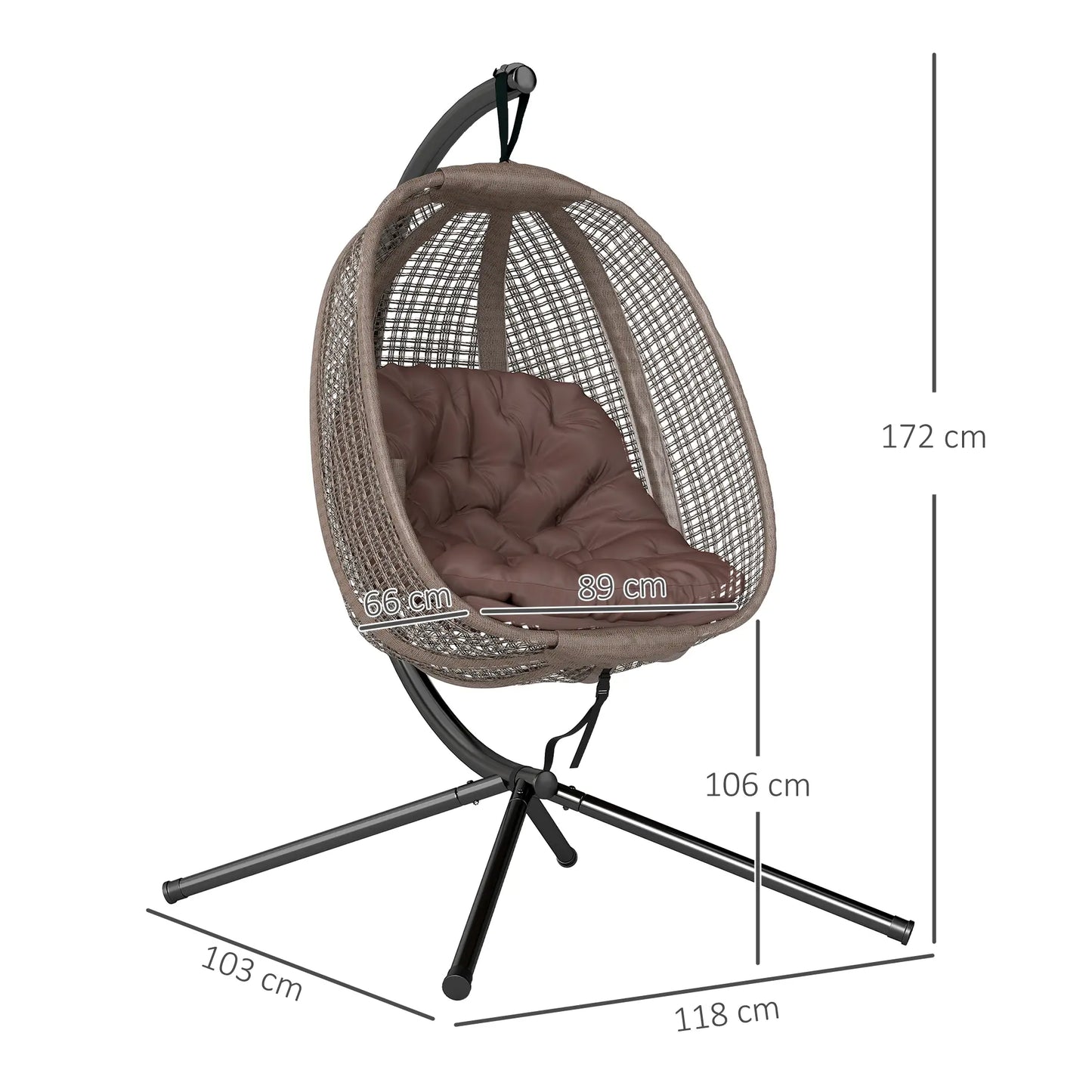 SILLÓN COLGANTE HUEVO RATÁN NIDO CAFÉ – MODELO ZENITH image 2