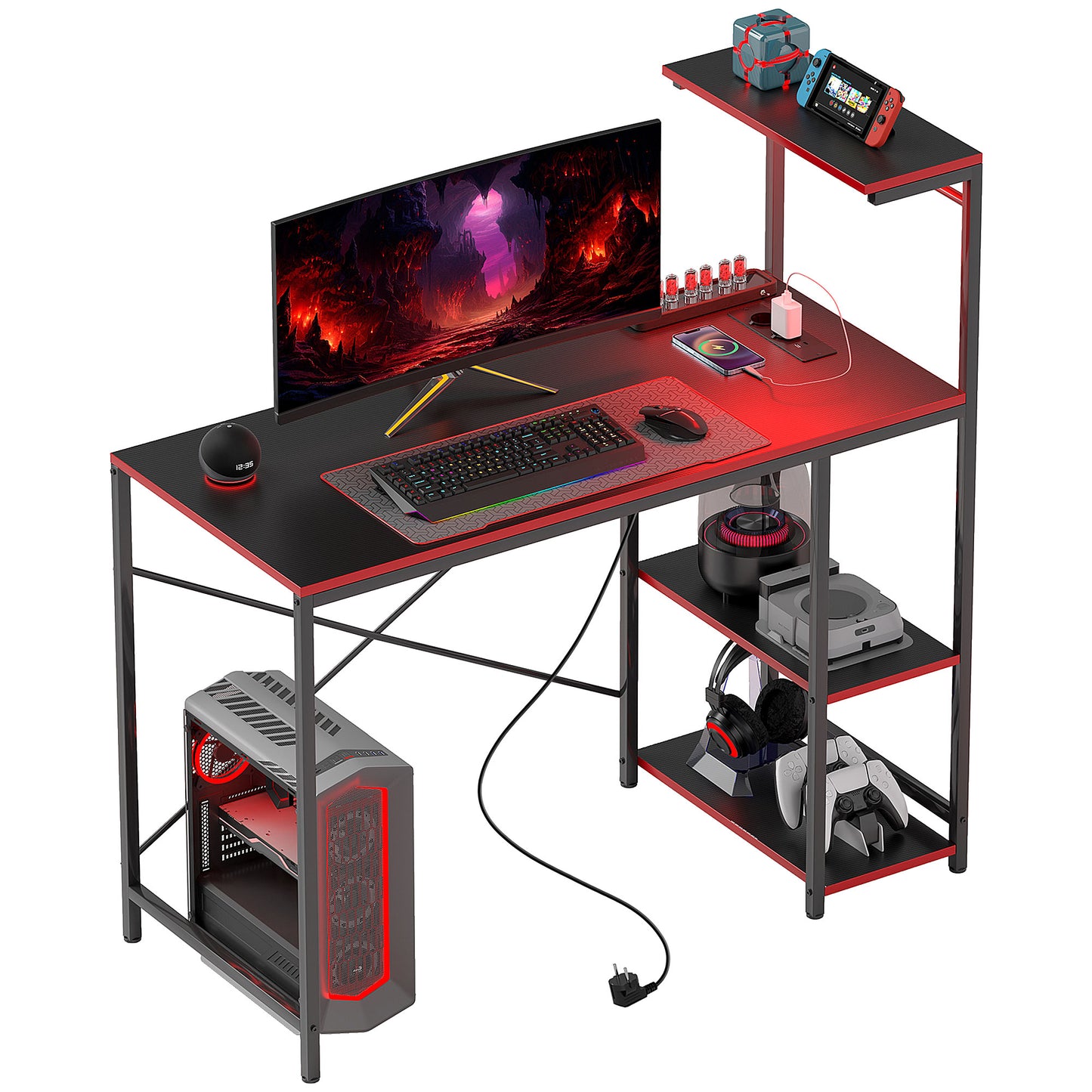 ESCRITORIO GAMING NEXUS CARBON RGB 110 CON LUCES LED image 8
