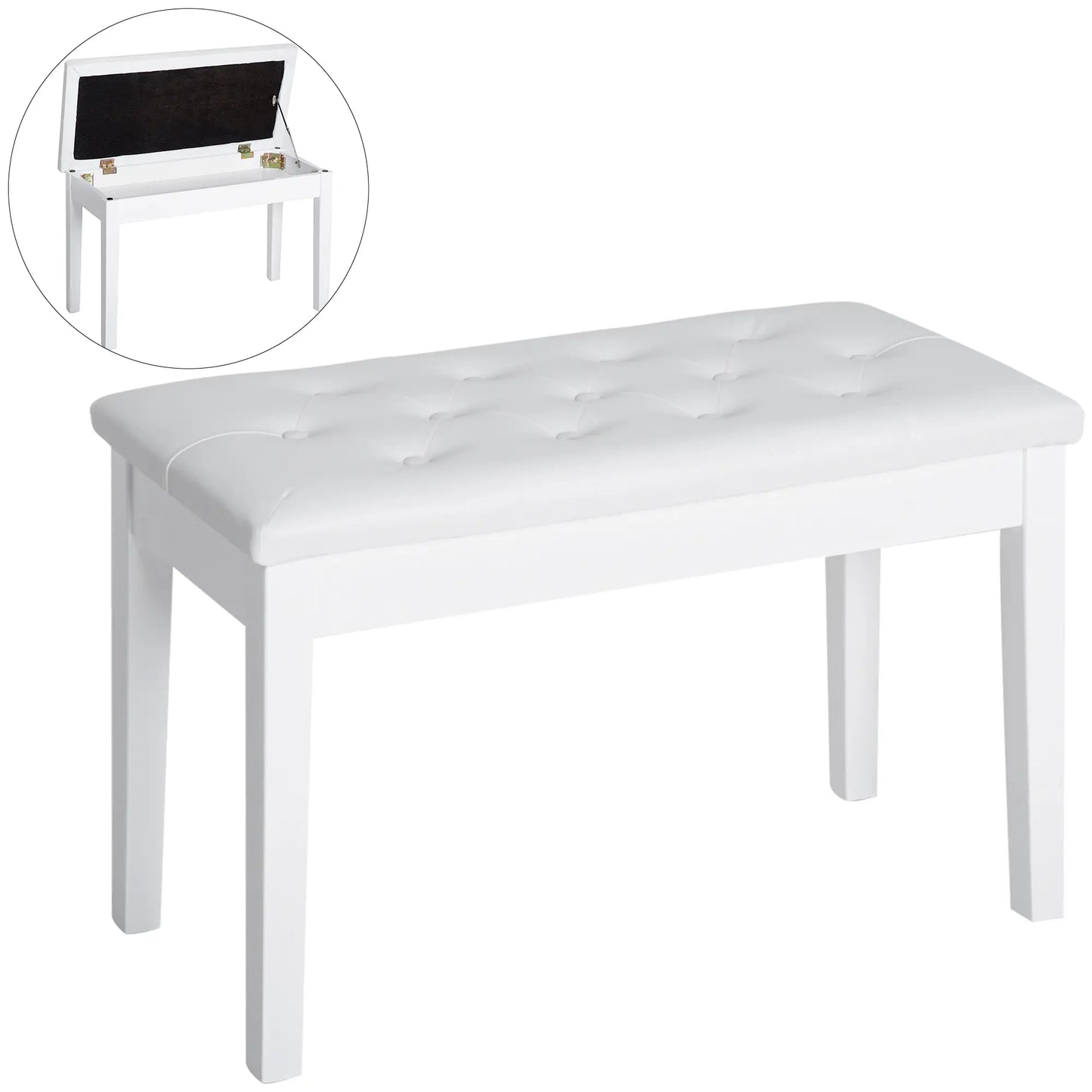 BANQUETA DE PIANO ARMONÍA BLANCA CON ALMACENAMIENTO image 9
