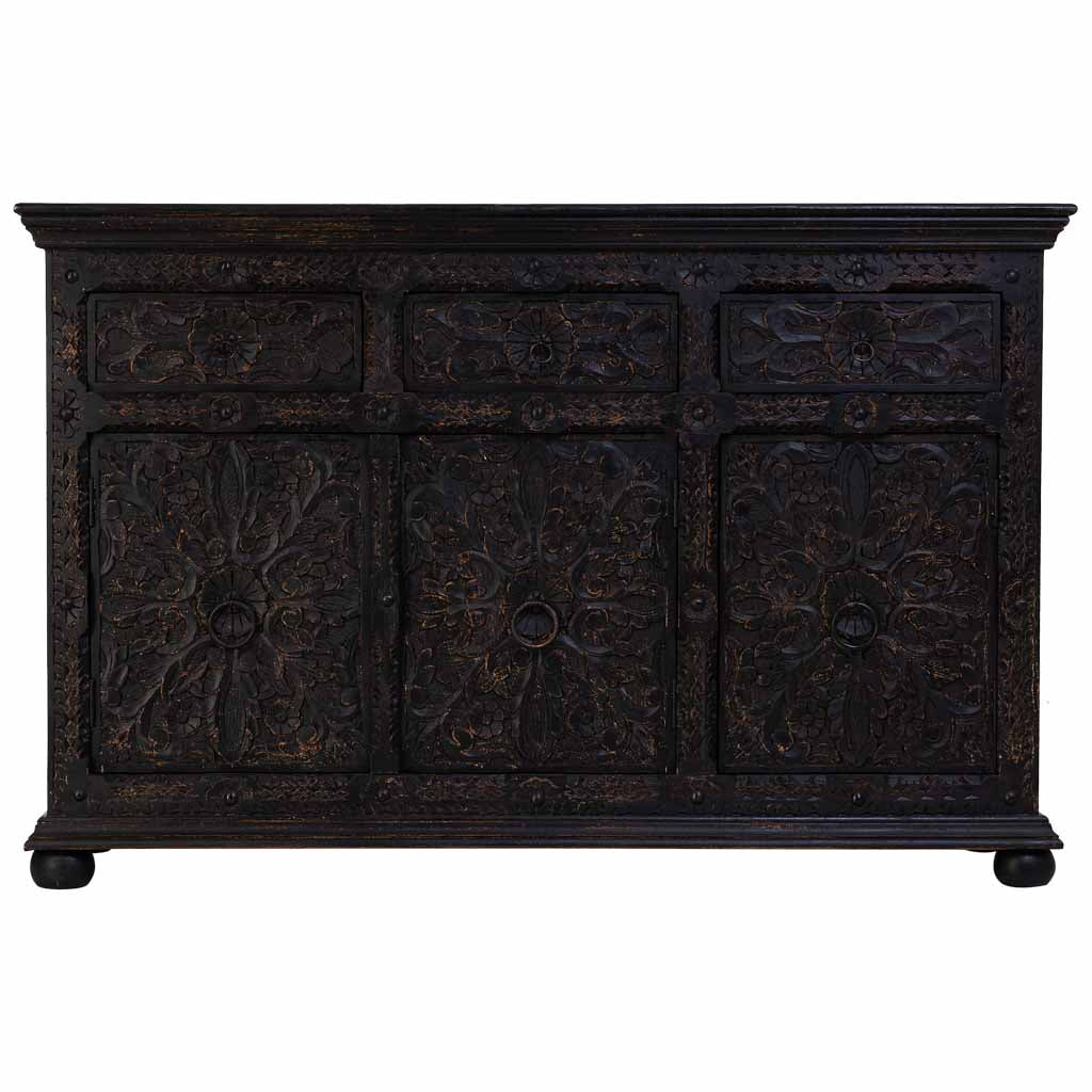 APARADOR DALIAN BLACK ARTESANAL 3 CAJONES Y 3 PUERTAS image 7