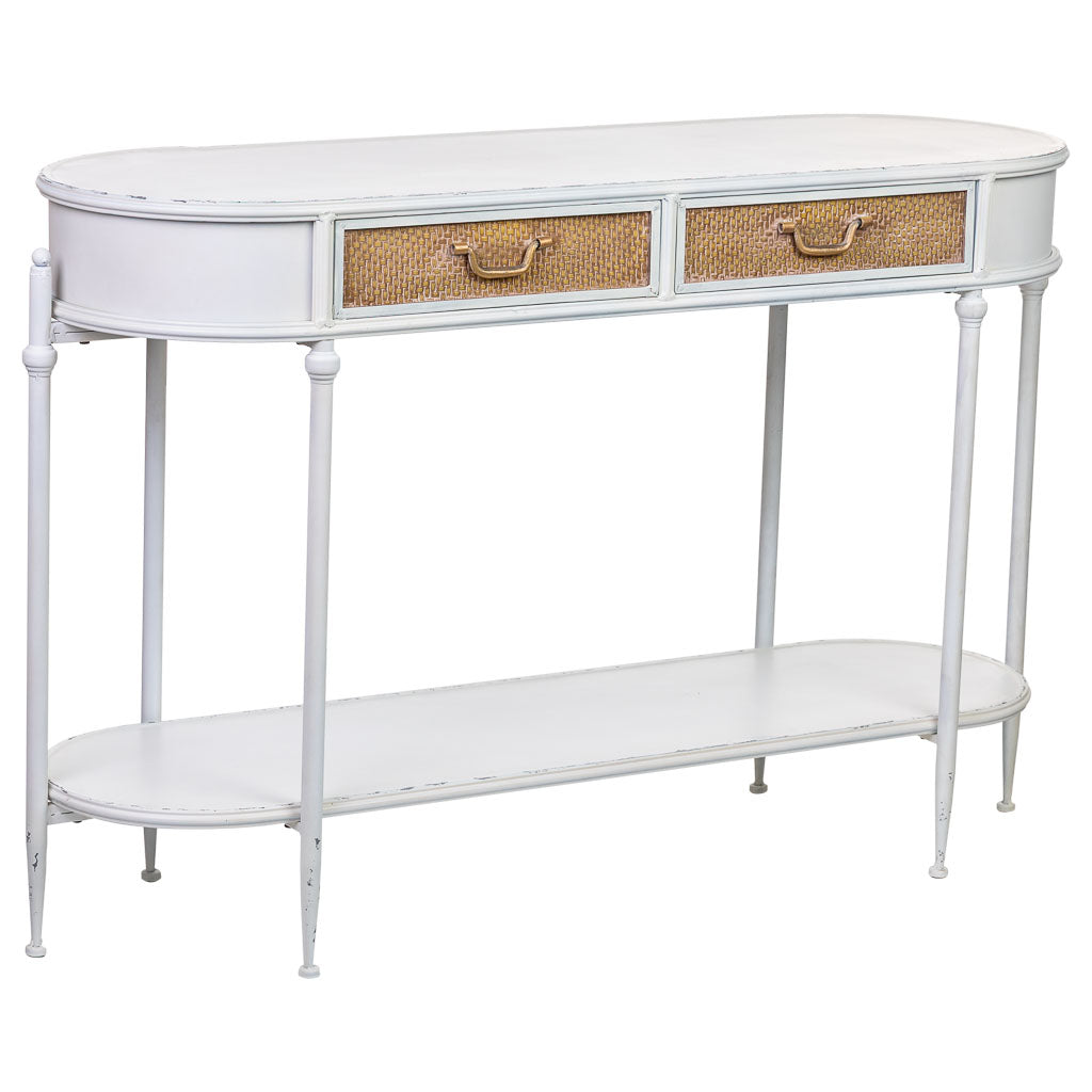 KIT RECIBIDOR ALKA DE METAL BLANCO ENVEJECIDO 2 CAJONES + 1 BALDA image 0