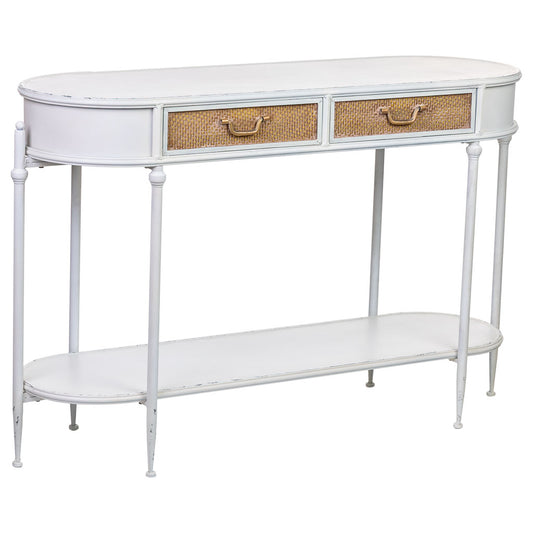 KIT RECIBIDOR ALKA DE METAL BLANCO ENVEJECIDO 2 CAJONES + 1 BALDA image 0