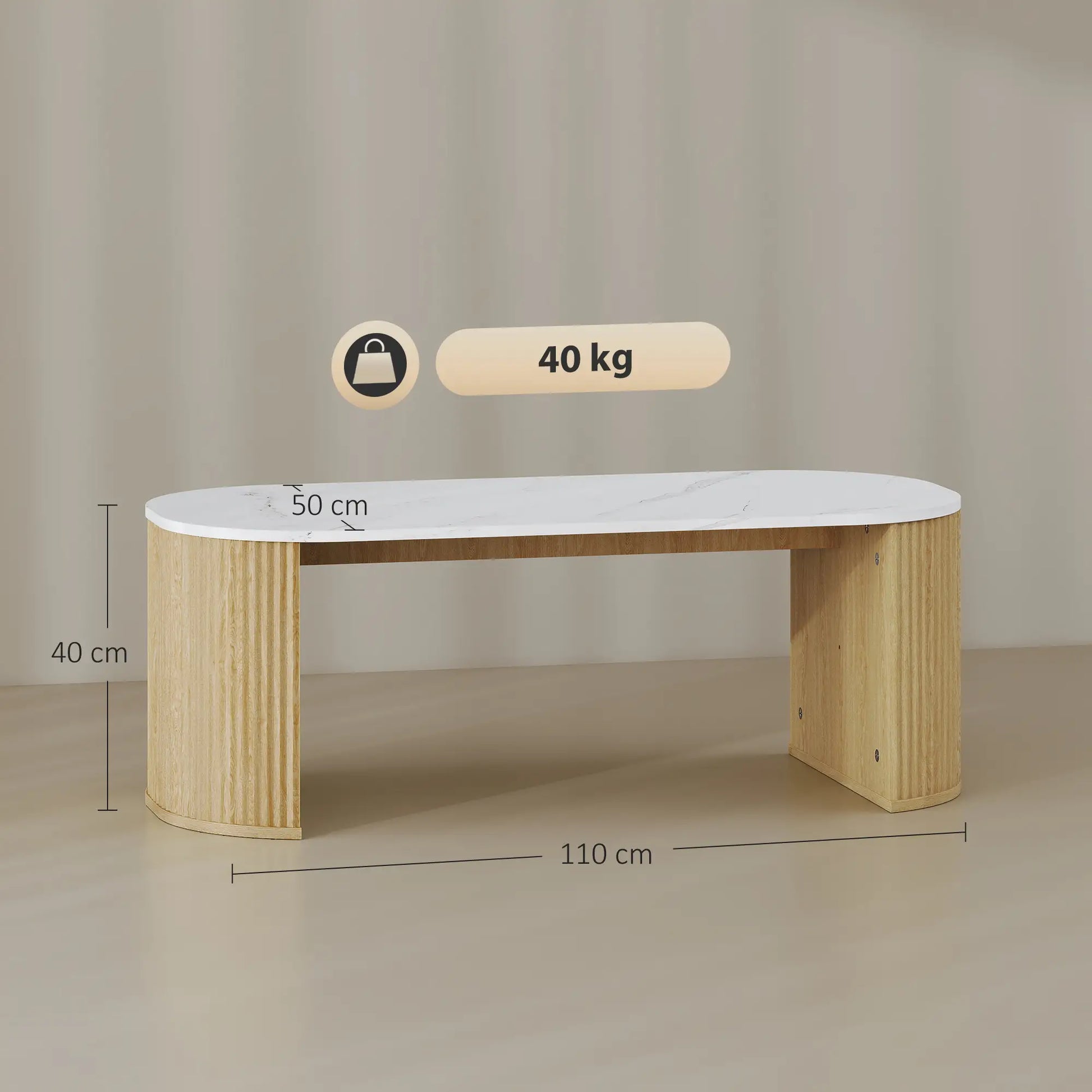 Mesa Ovalada Mármol Blanco image 3