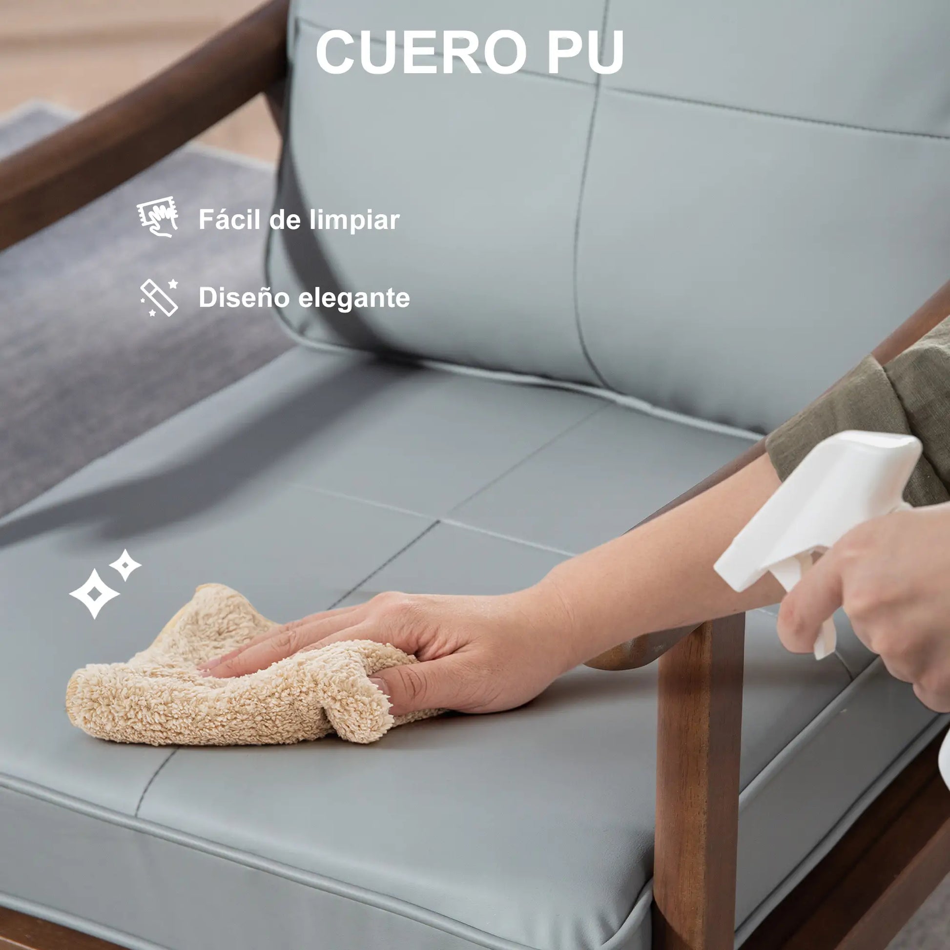 SILLÓN MODELO NOGAL GRIS – SILLÓN TAPIZADO EN PU image 1