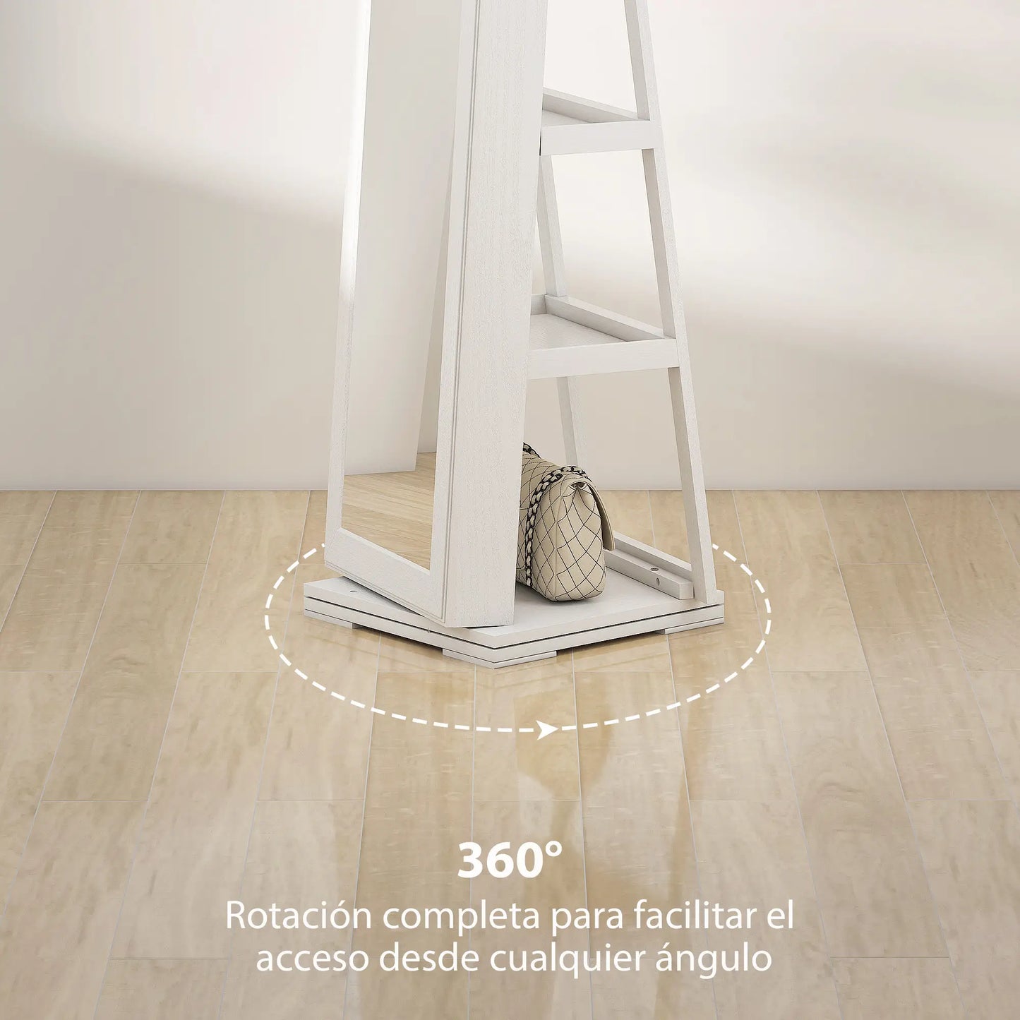 ESPEJO JOYERO GIRATORIO ELEGANCE 360 BLANCO VETEADO image 4