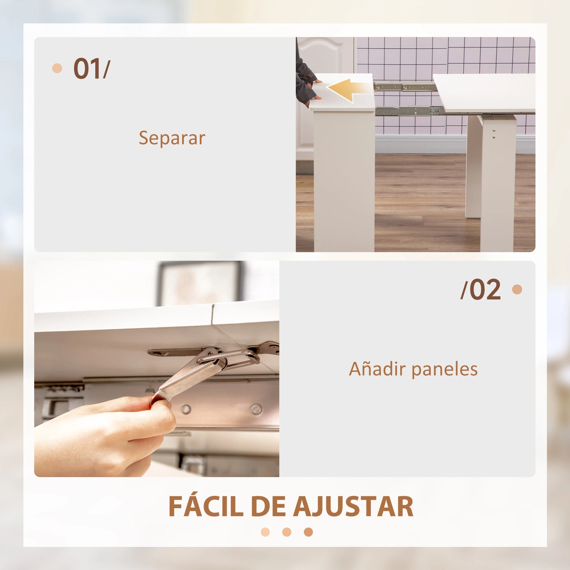 MESA DE COMEDOR EXTENSIBLE BLANCA 4-6 PERSONAS – MODELO ALHAMBRA image 2