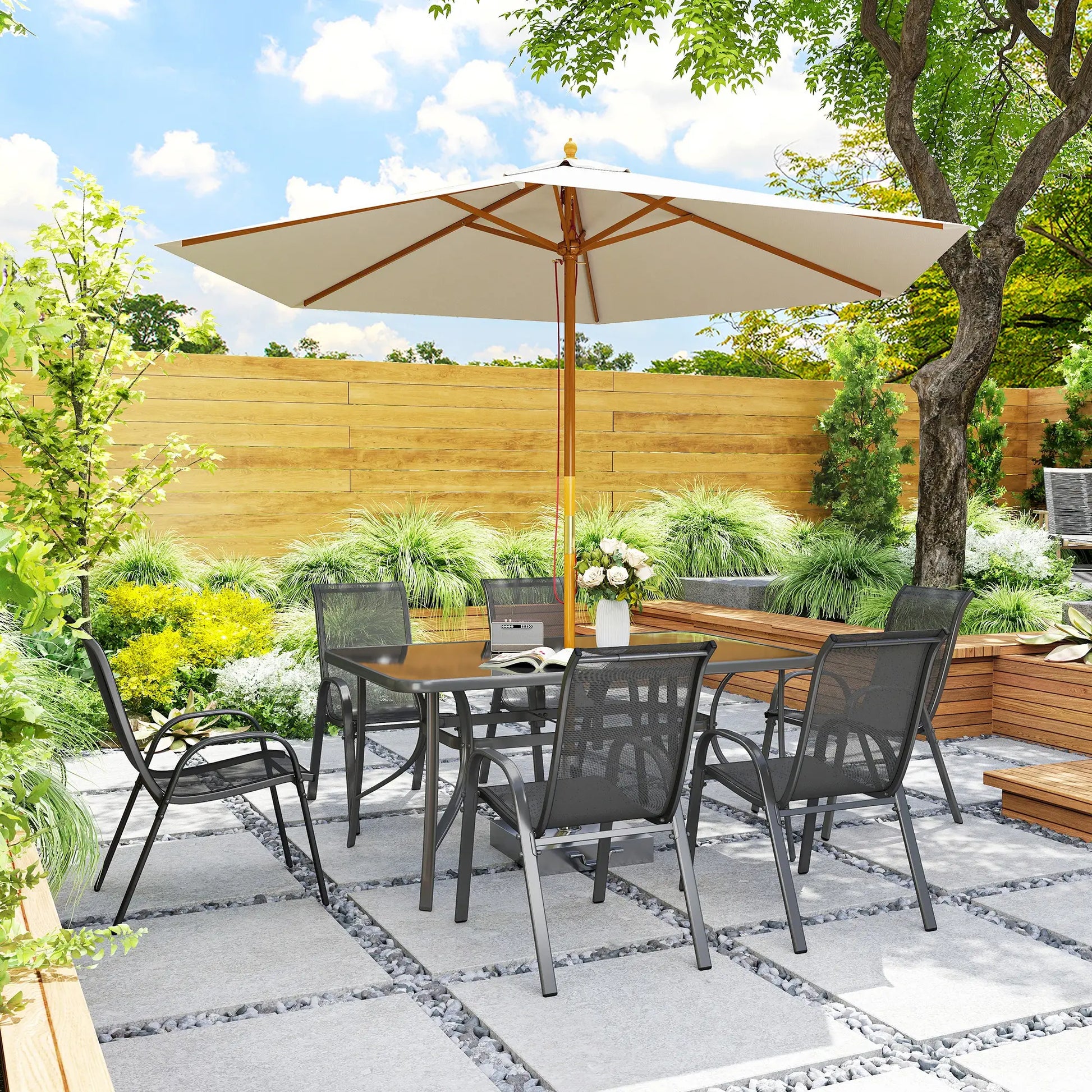 CONJUNTO DE JARDÍN OASIS DINING 7 PIEZAS – MESA Y 6 SILLAS PARA TERRAZA image 3