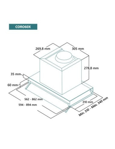 Campana de encastre Johnson 60 cm Inox y Cristal image 1